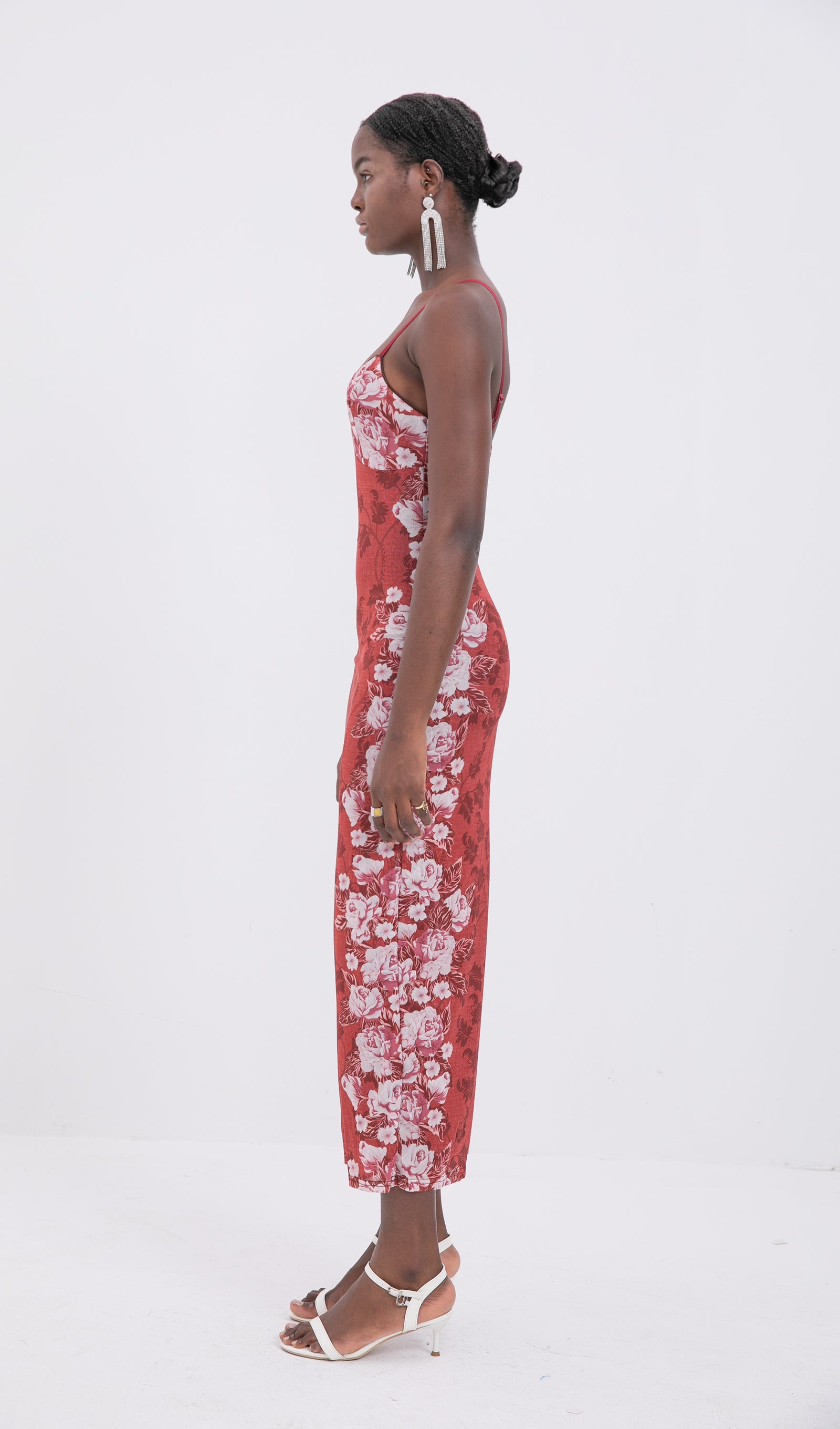 Trendy Floral Rose Stripe Maxi Dress