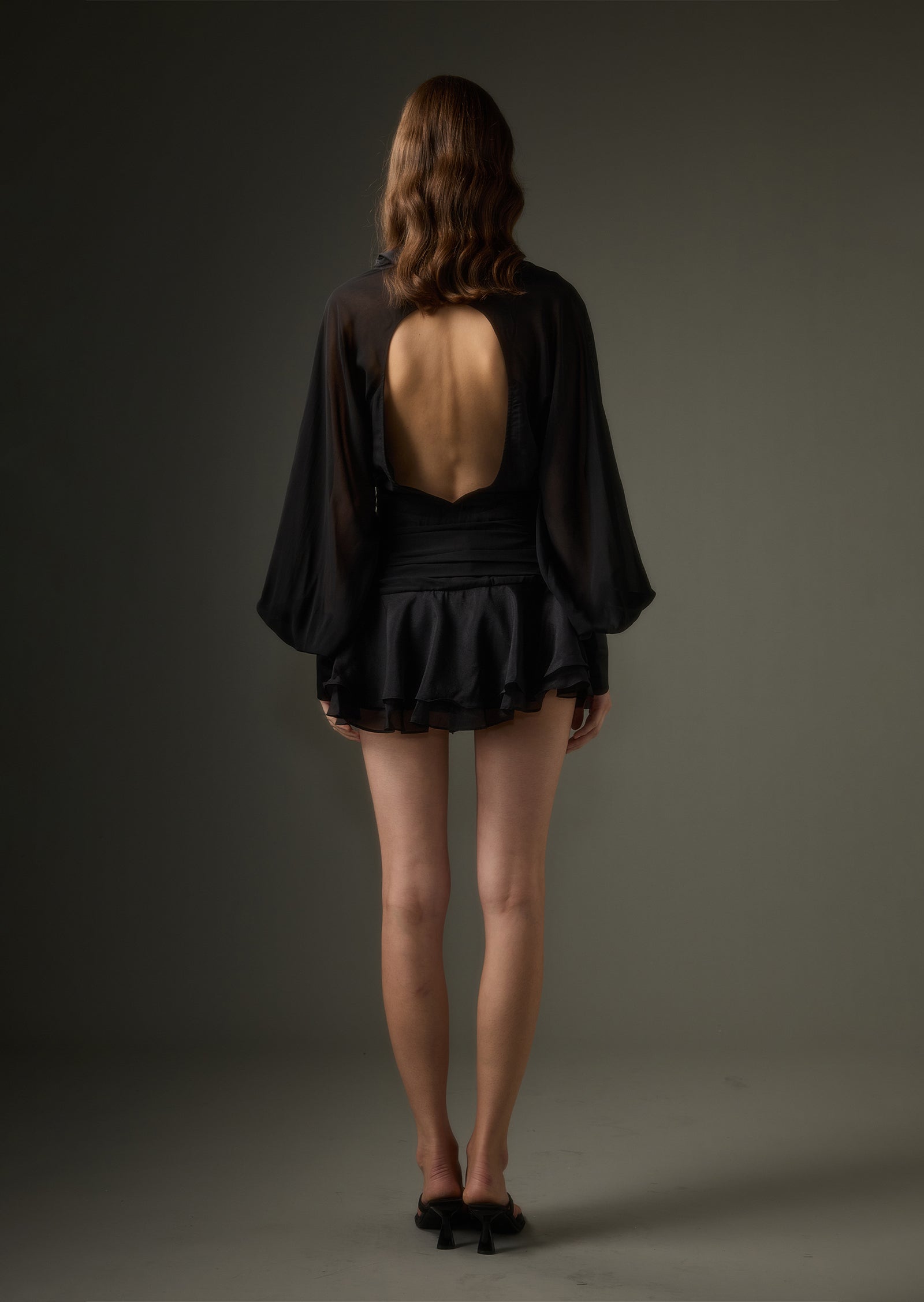 Black Lantern Sleeve Mini Dress (Final Sale-US Only)