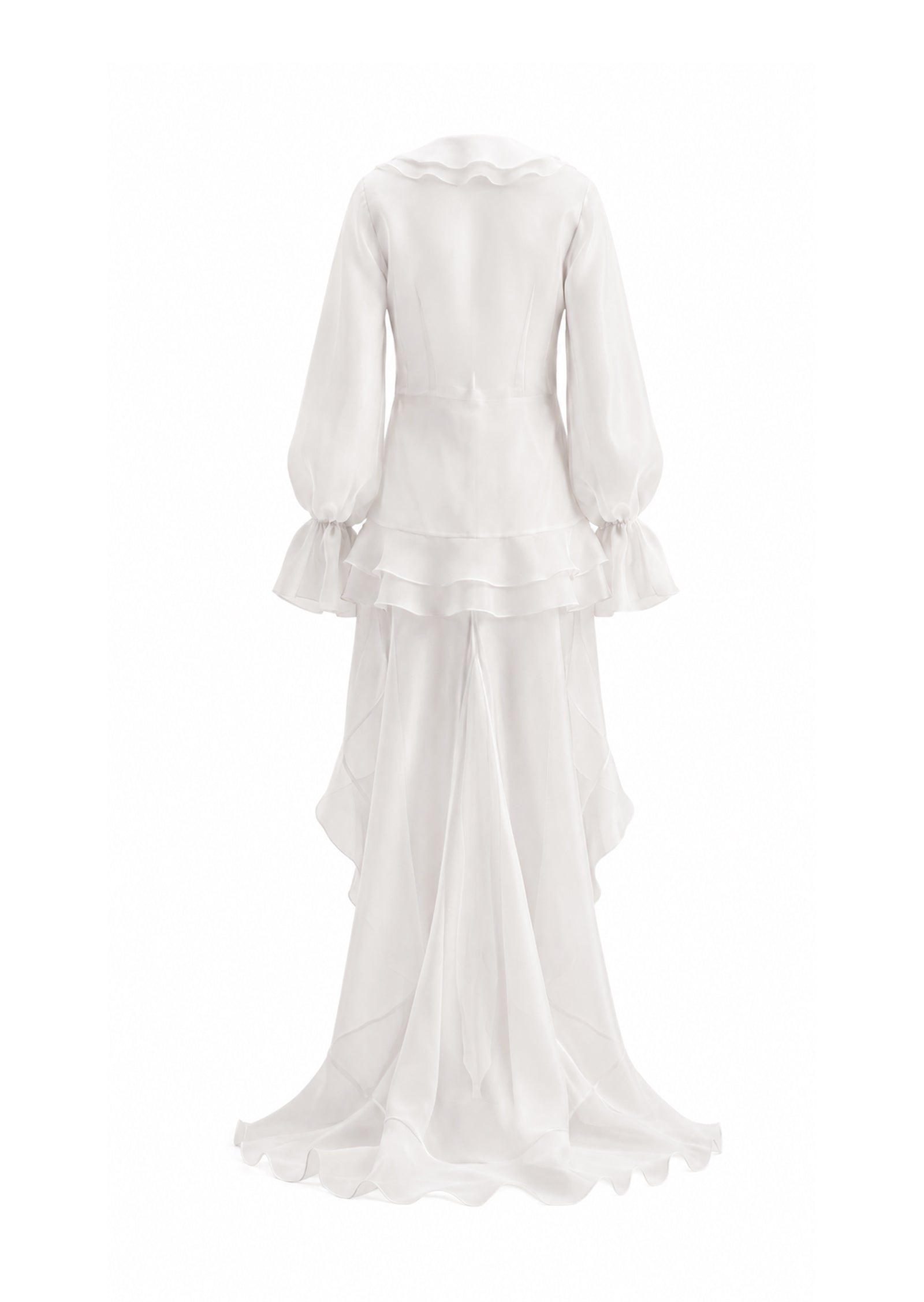 Midikleid in A-Linie mit Blumenmuster und Laternenärmeln
