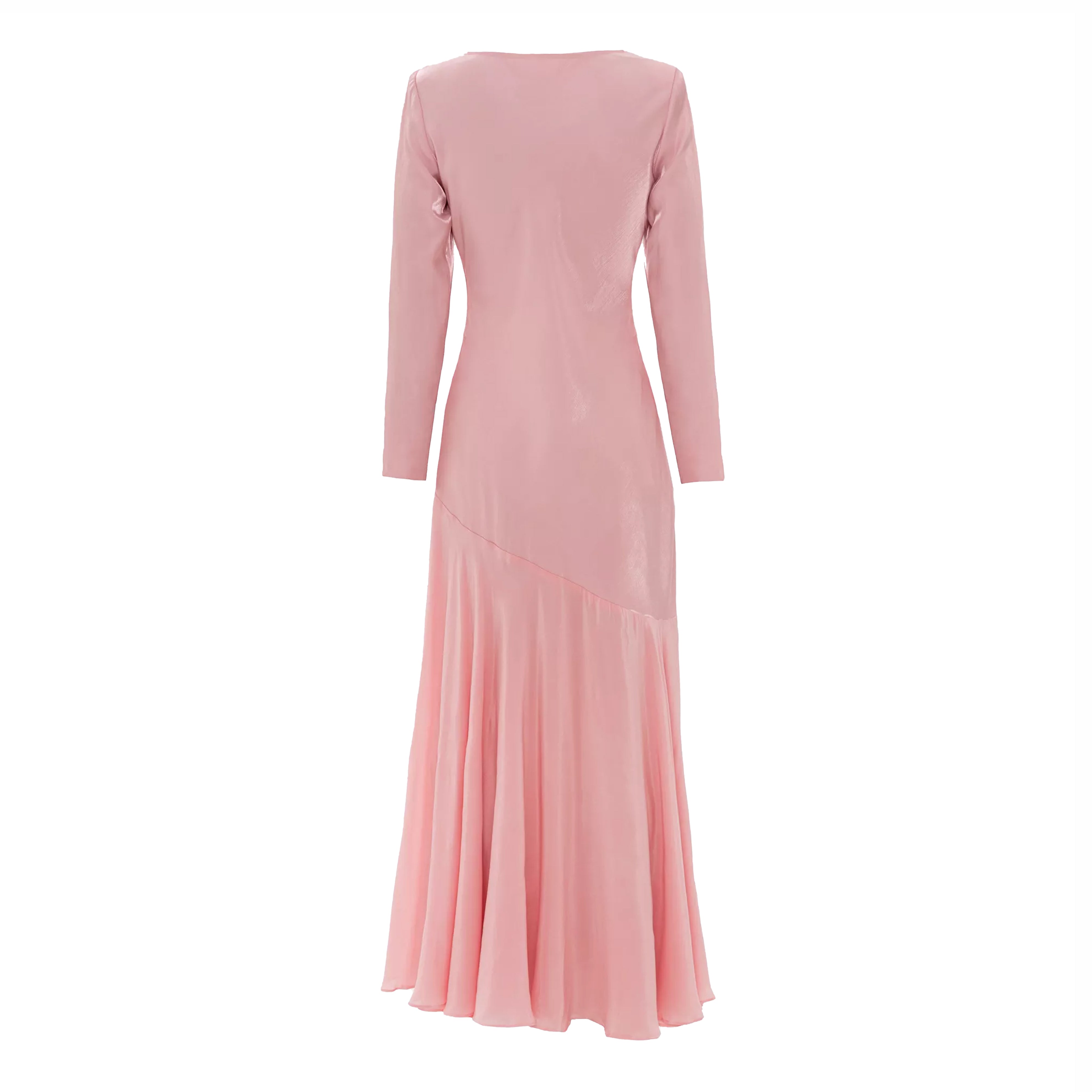 Fitted Satin With Rhinestones Maxi Dress In Pink