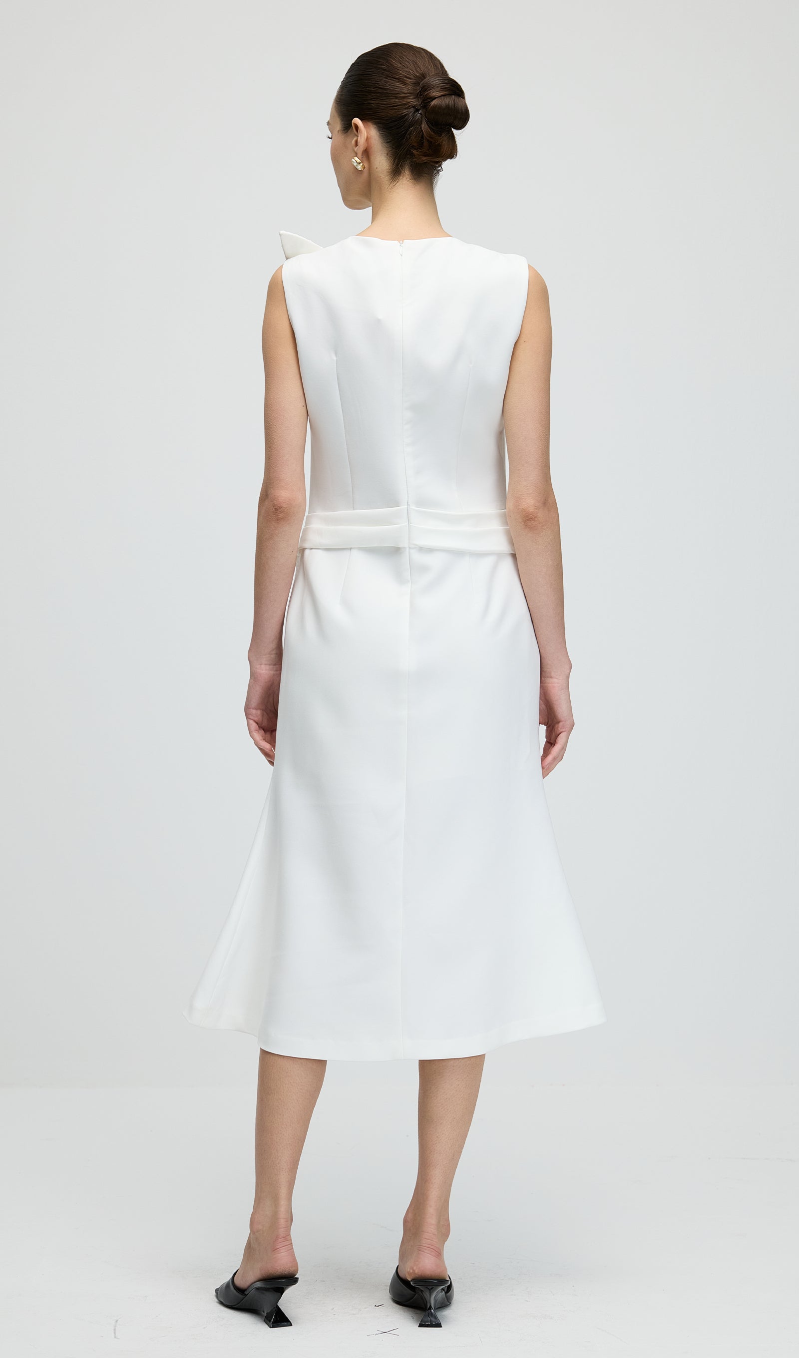 Midikleid in A-Linie mit Blumenmuster und Laternenärmeln