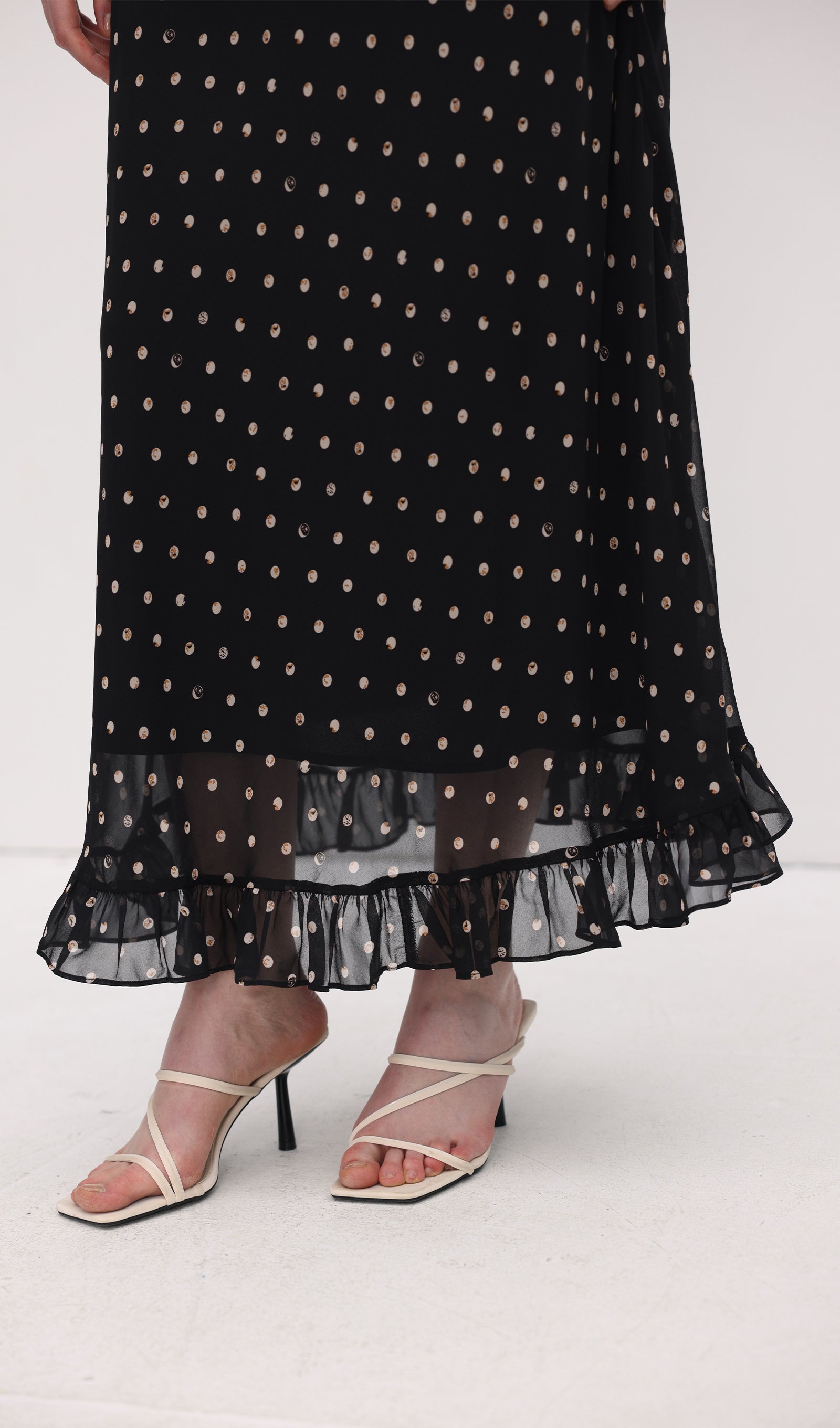 Midikleid in A-Linie mit Blumenmuster und Laternenärmeln