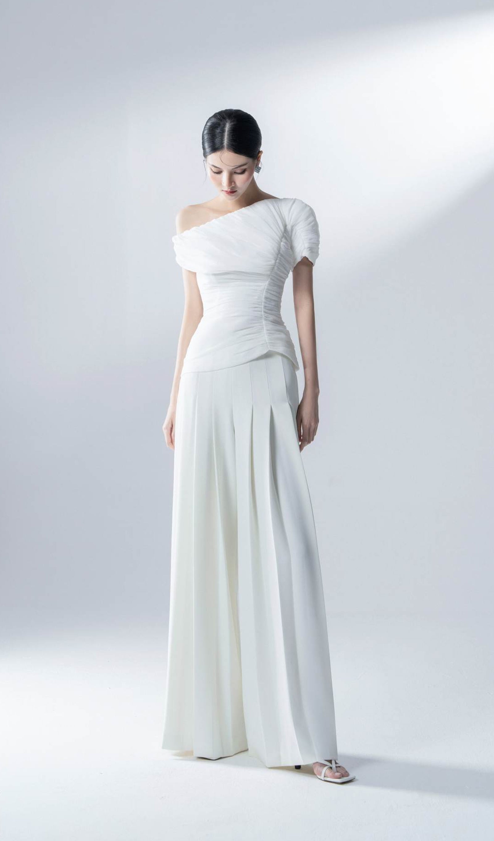 White Two Piece Pant Suit