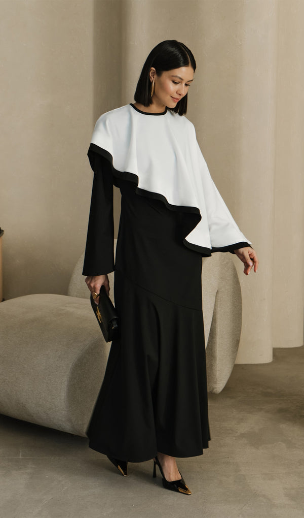 Midikleid in A-Linie mit Blumenmuster und Laternenärmeln