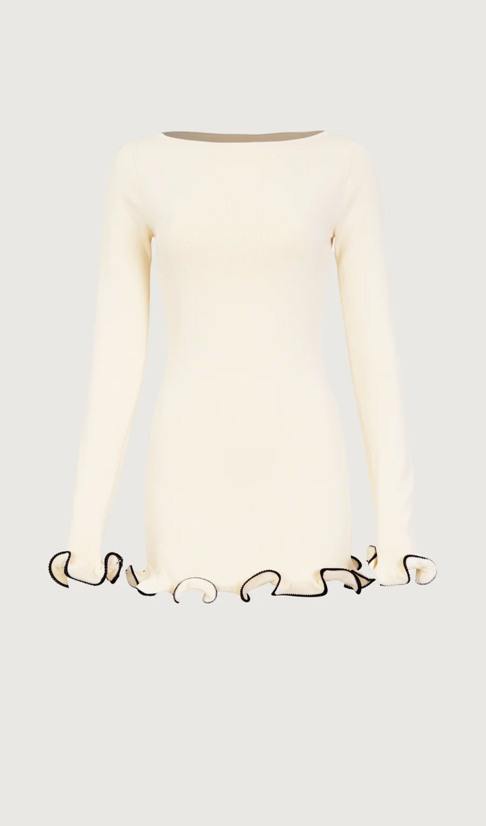 Ruffle Hem Mini Dress White