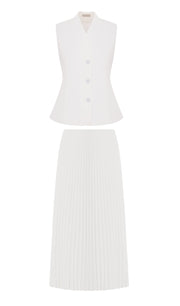 Flared Waistcoat & Pleated Midi Skirt Sets