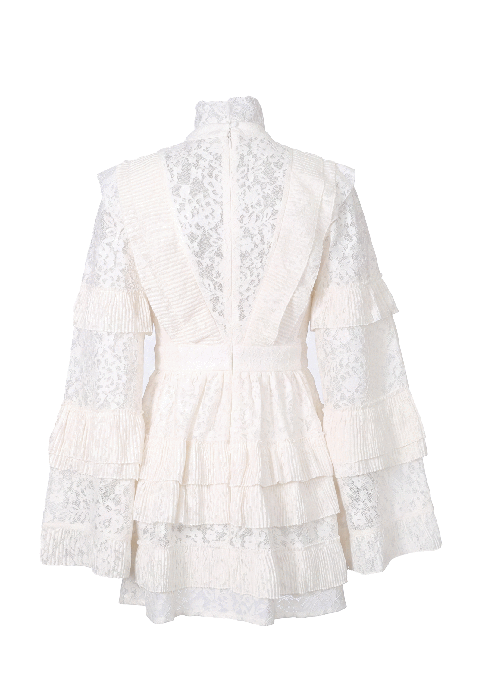 Acorn Long Sleeve Ruffled Mini Dress In White