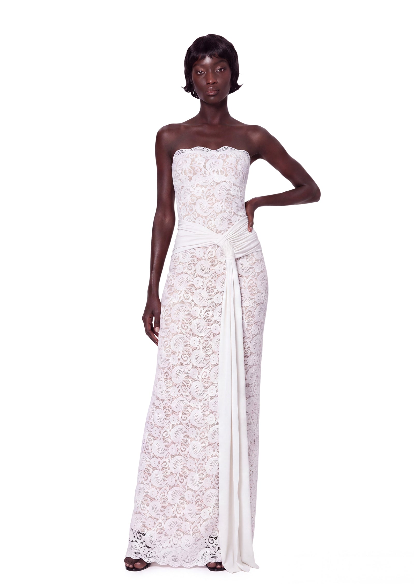 Midikleid in A-Linie mit Blumenmuster und Laternenärmeln