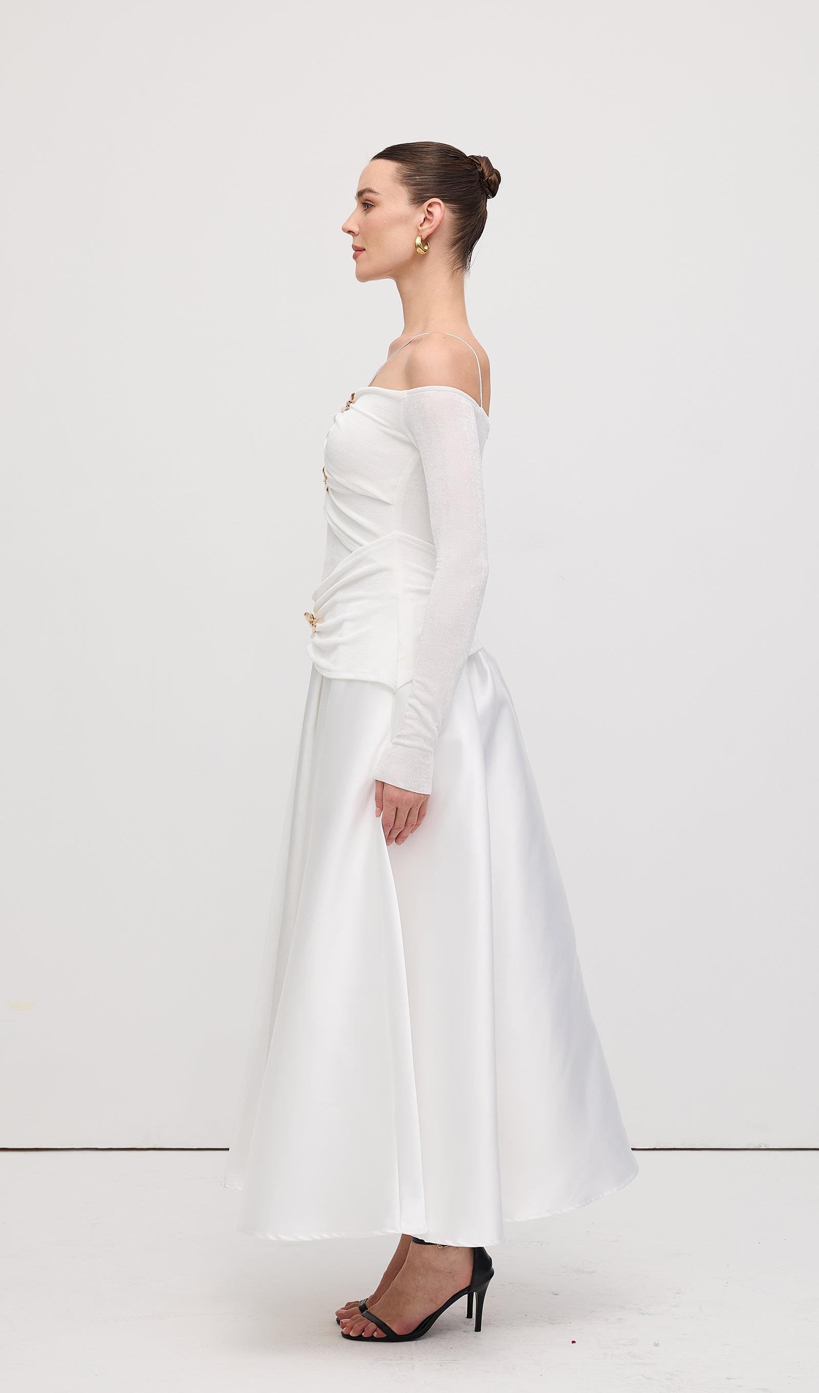 Off Shoulder Panelled Maxi Dress