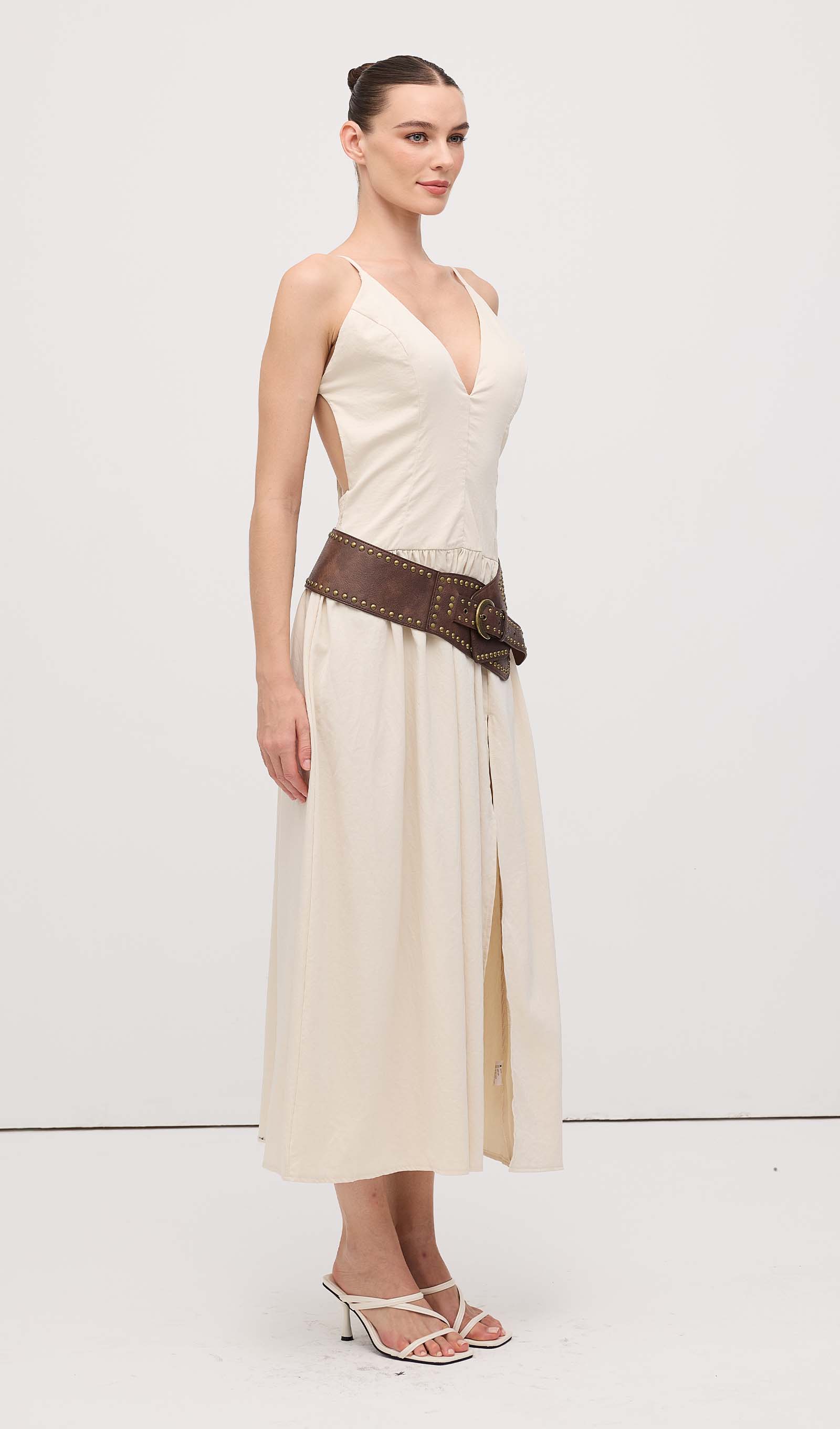 Midikleid in A-Linie mit Blumenmuster und Laternenärmeln