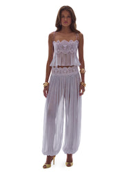 Luenie Chiffon Top & Pant Two Piece Set In Light  Purple