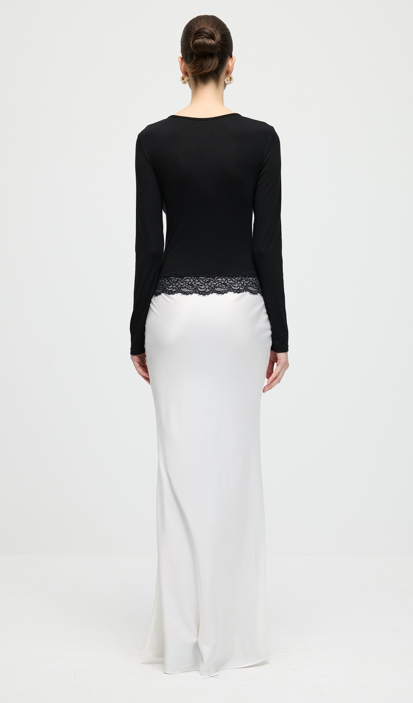 Open Twist Lace Maxi Dress In Black & White