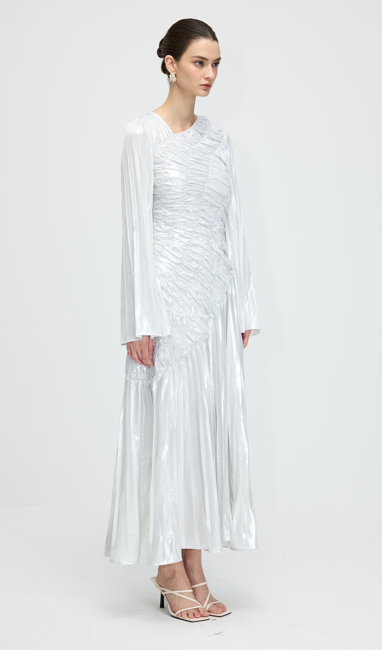 Metallic Long Sleeve Maxi Dress