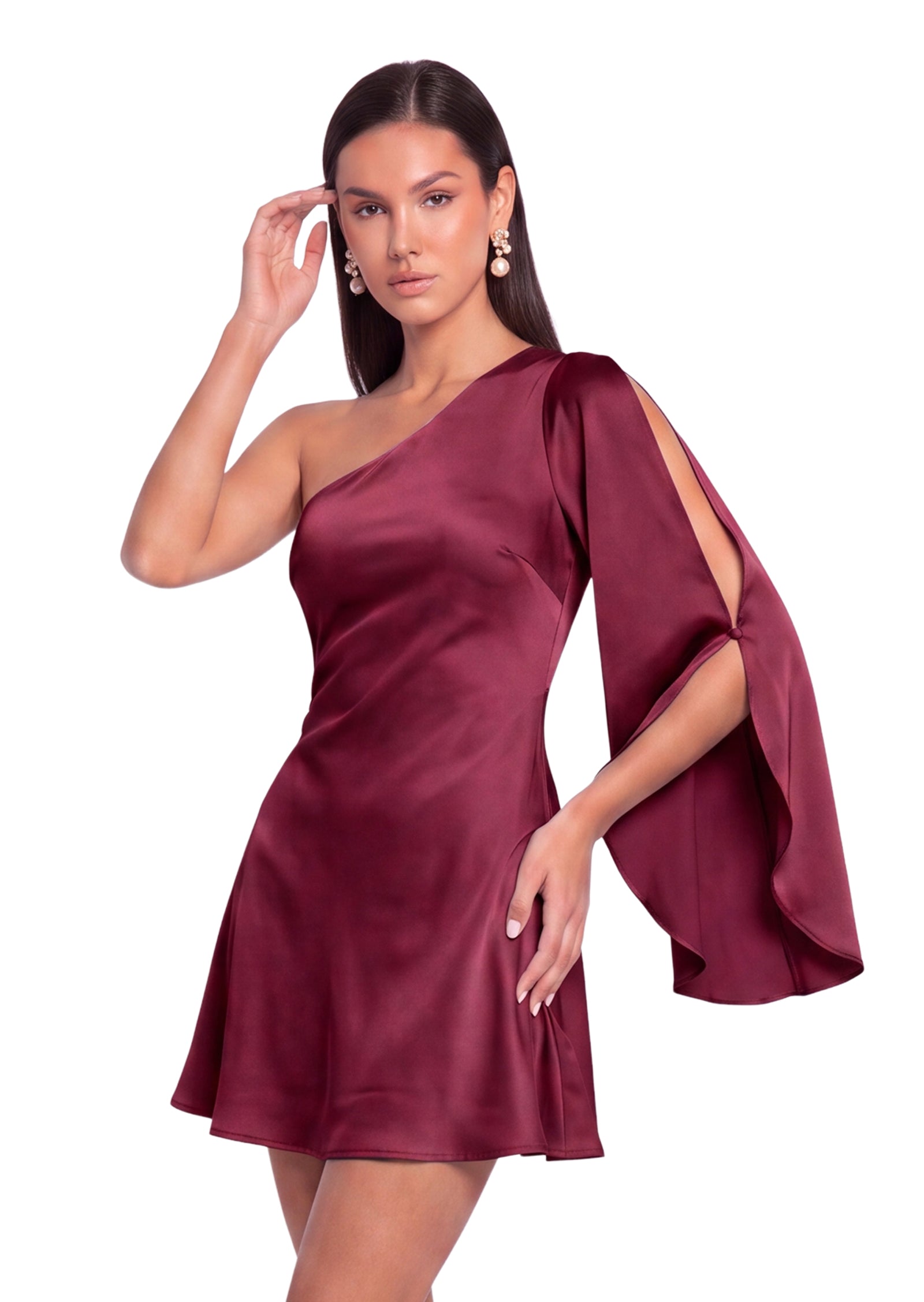 Midikleid in A-Linie mit Blumenmuster und Laternenärmeln