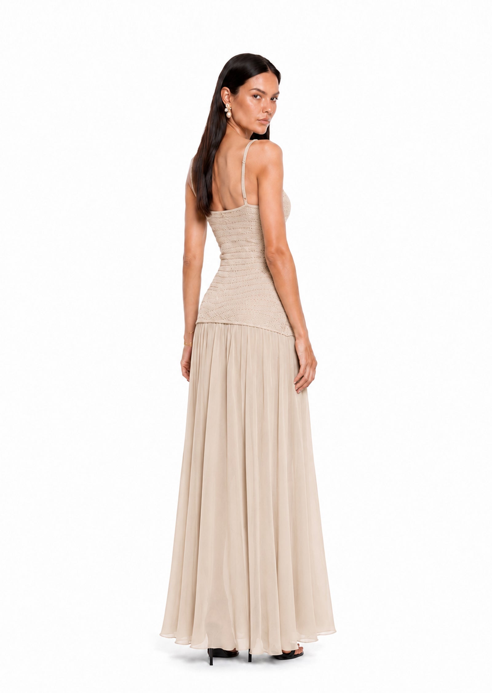 Midikleid in A-Linie mit Blumenmuster und Laternenärmeln