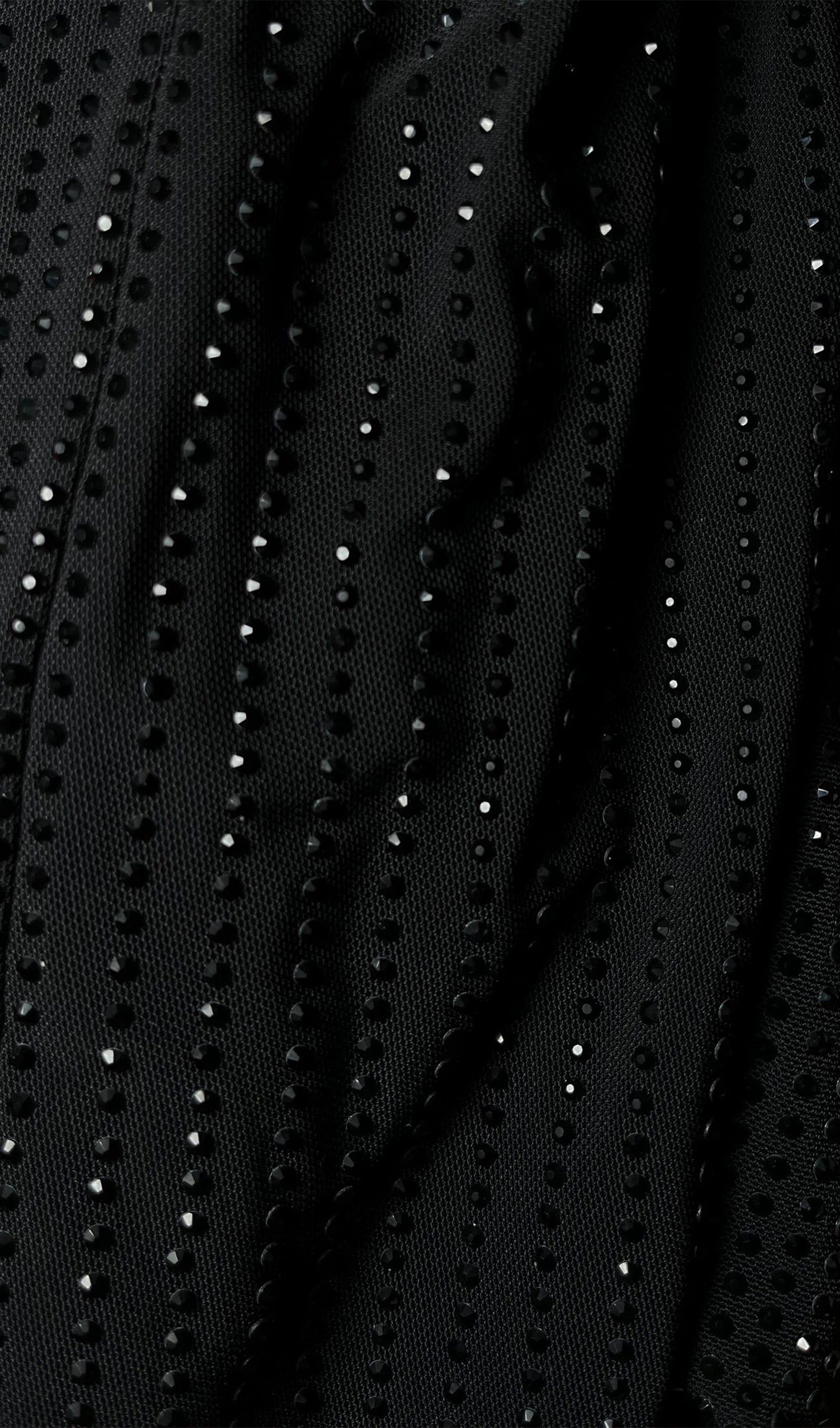 Diamante Ruched Midi Dress - Black