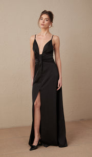 Strappy Satin Evening Maxi Dress