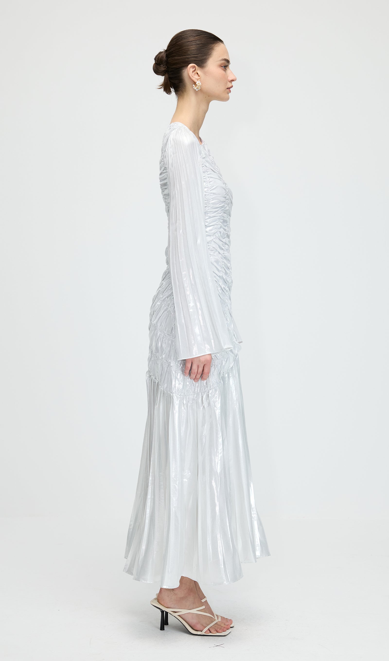 Metallic Long Sleeve Maxi Dress