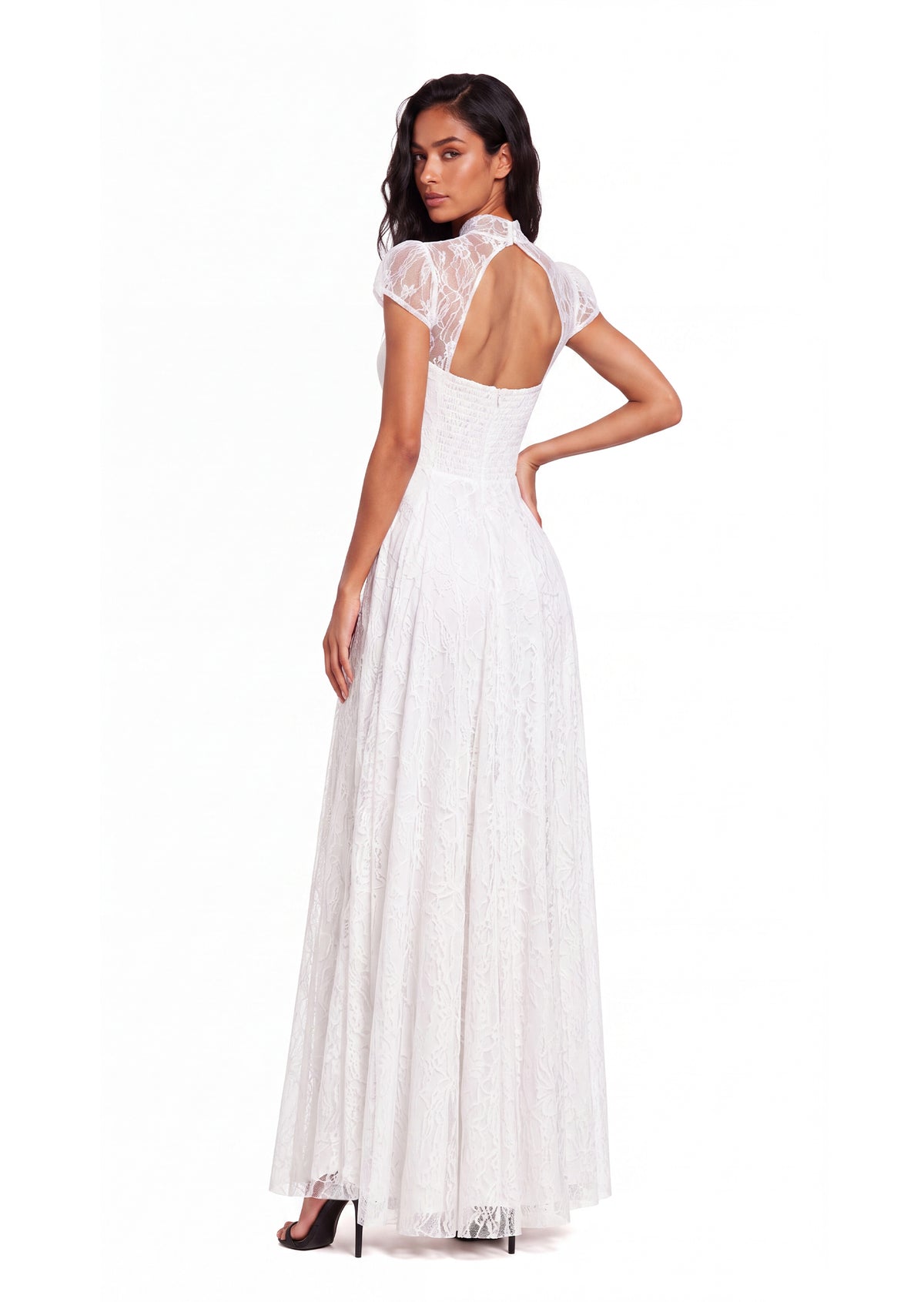 Midikleid in A-Linie mit Blumenmuster und Laternenärmeln