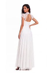 Midikleid in A-Linie mit Blumenmuster und Laternenärmeln