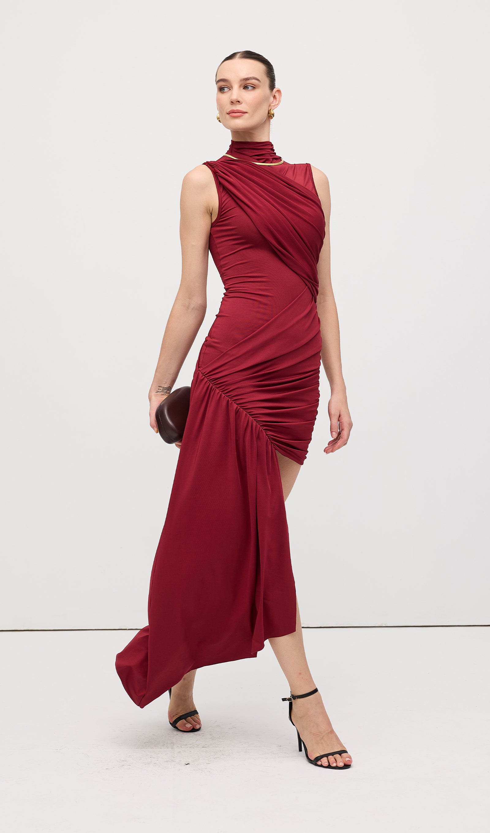 Midikleid in A-Linie mit Blumenmuster und Laternenärmeln
