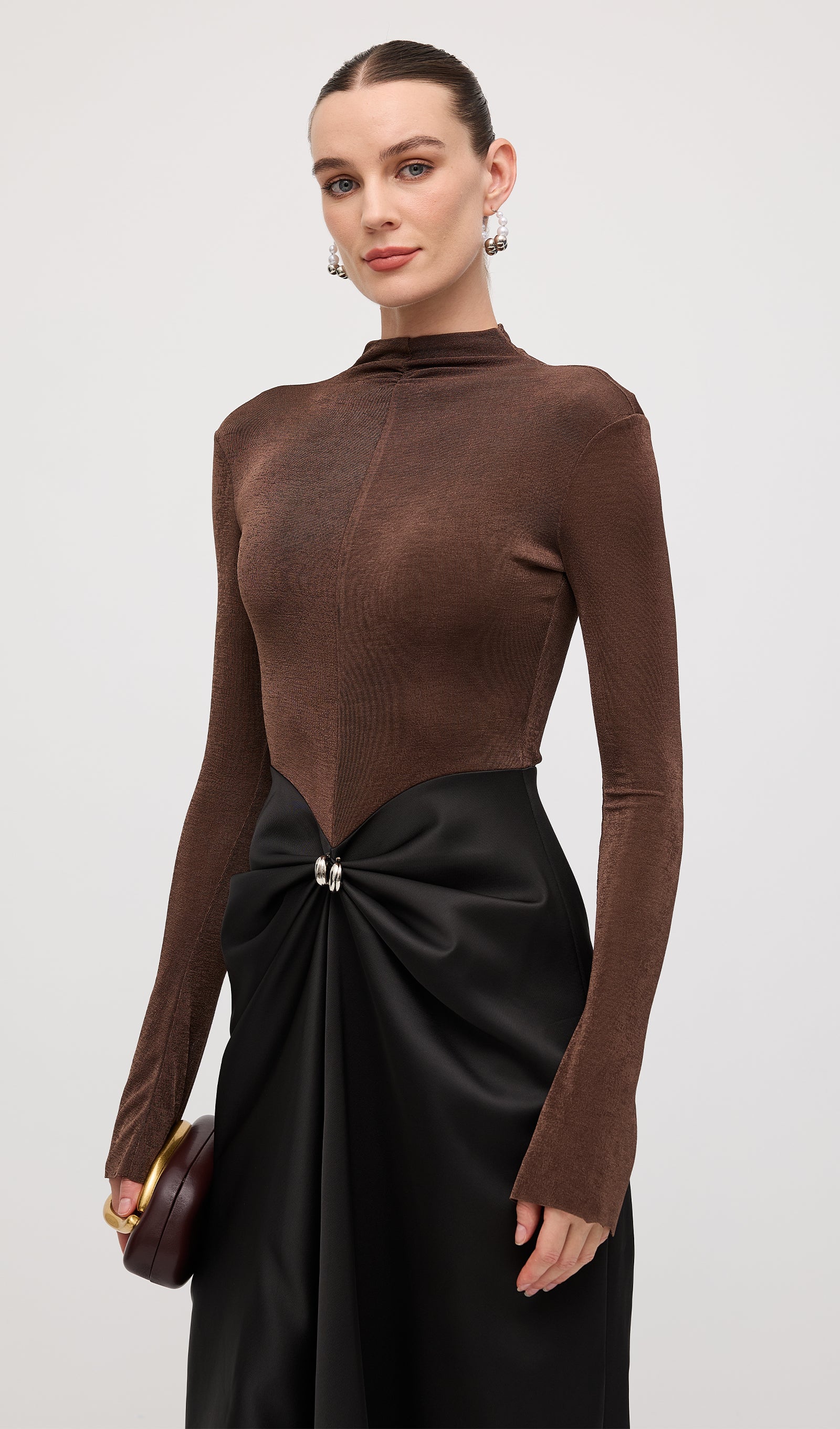 Midikleid in A-Linie mit Blumenmuster und Laternenärmeln