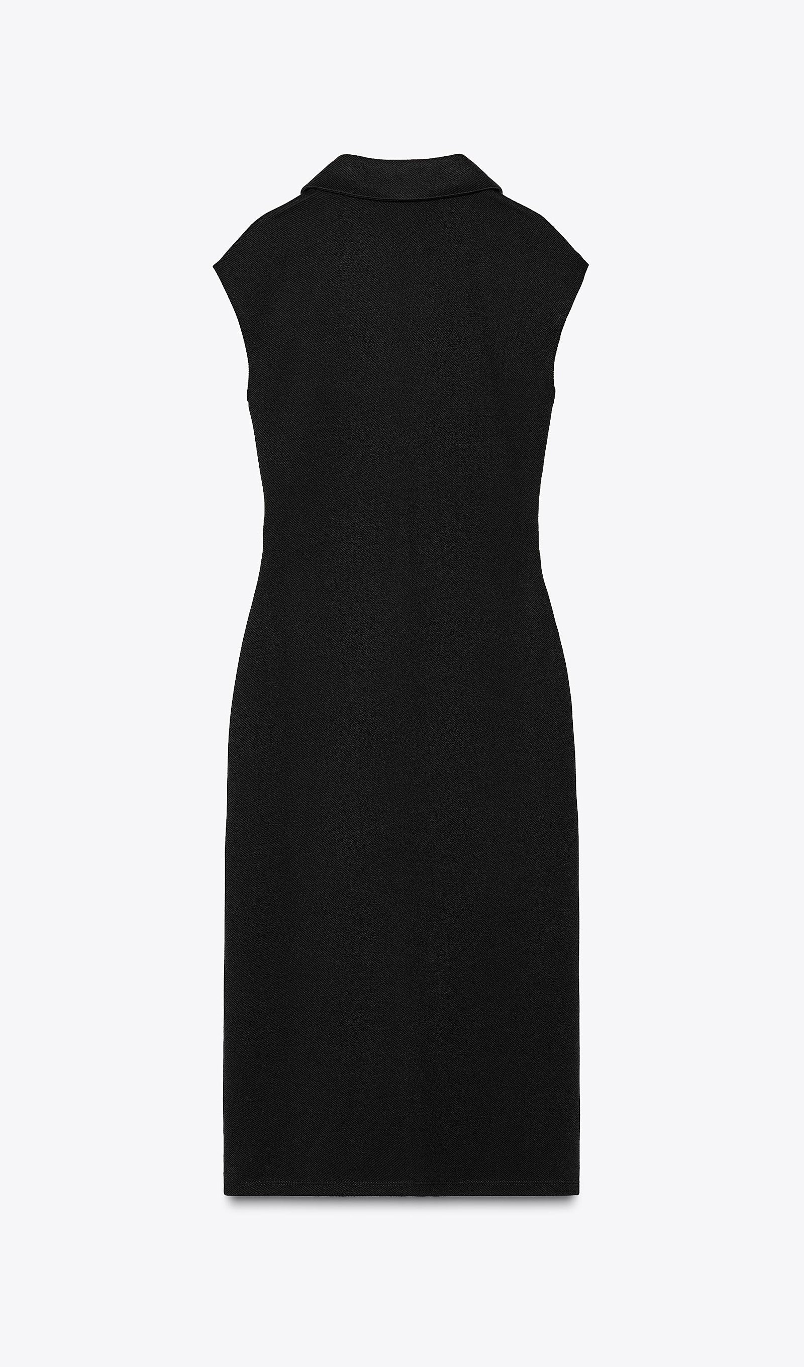 Solid Pique Shirt Midi Dress