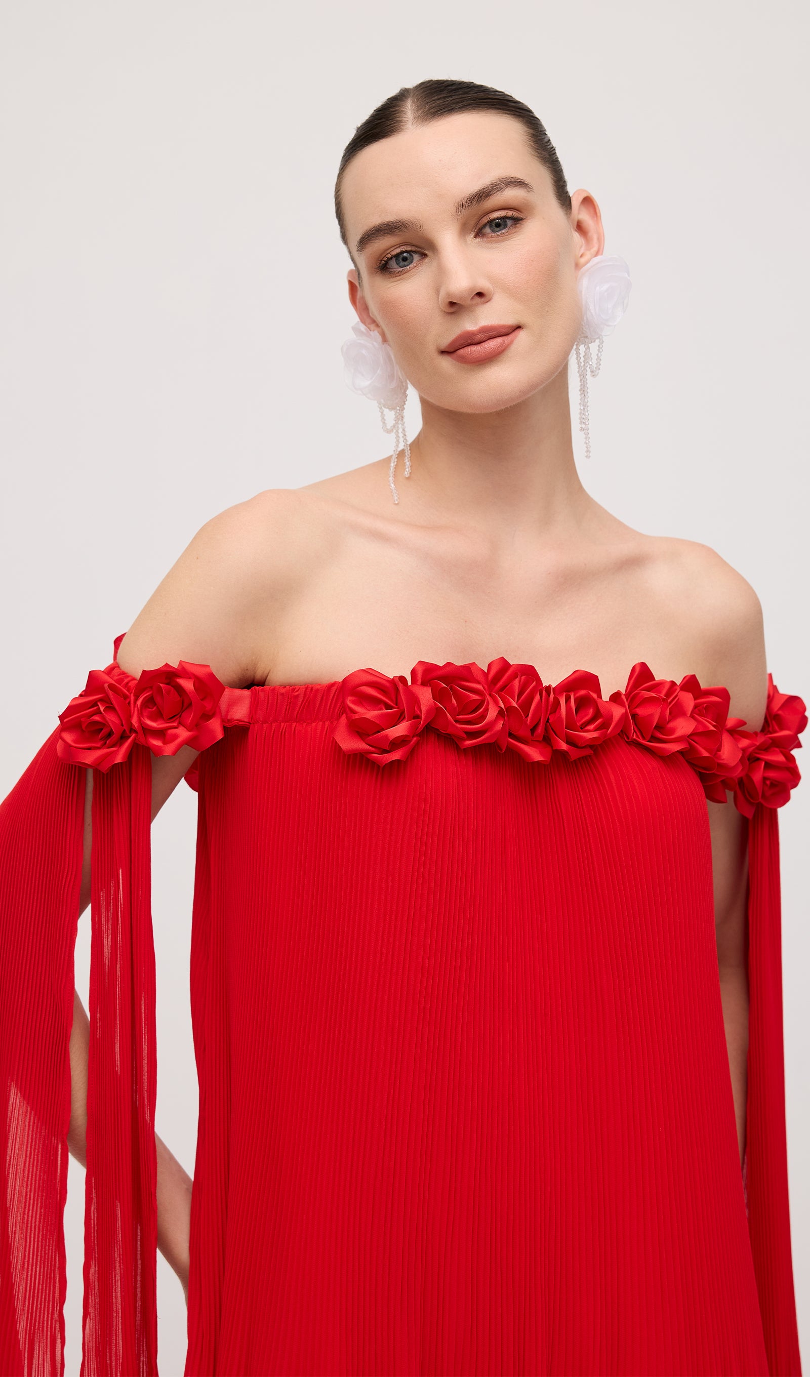 Off Shoulder Draped Maxi Dress