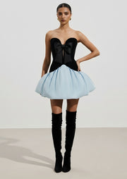 Off Shoulder Mini Dress With Voluminous Skirt