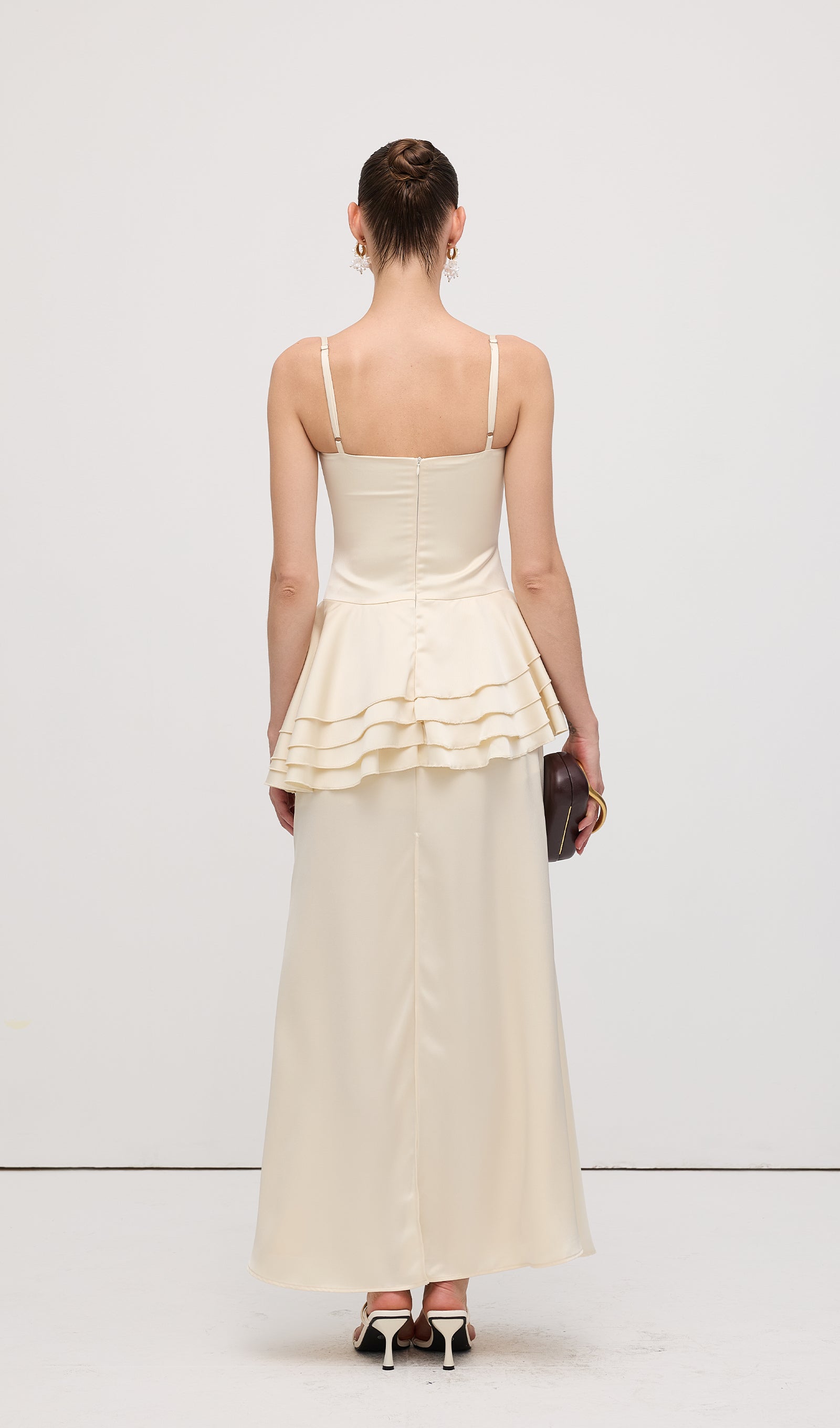 Sleeveless Layered Ruffled Maxi Dress Champagne