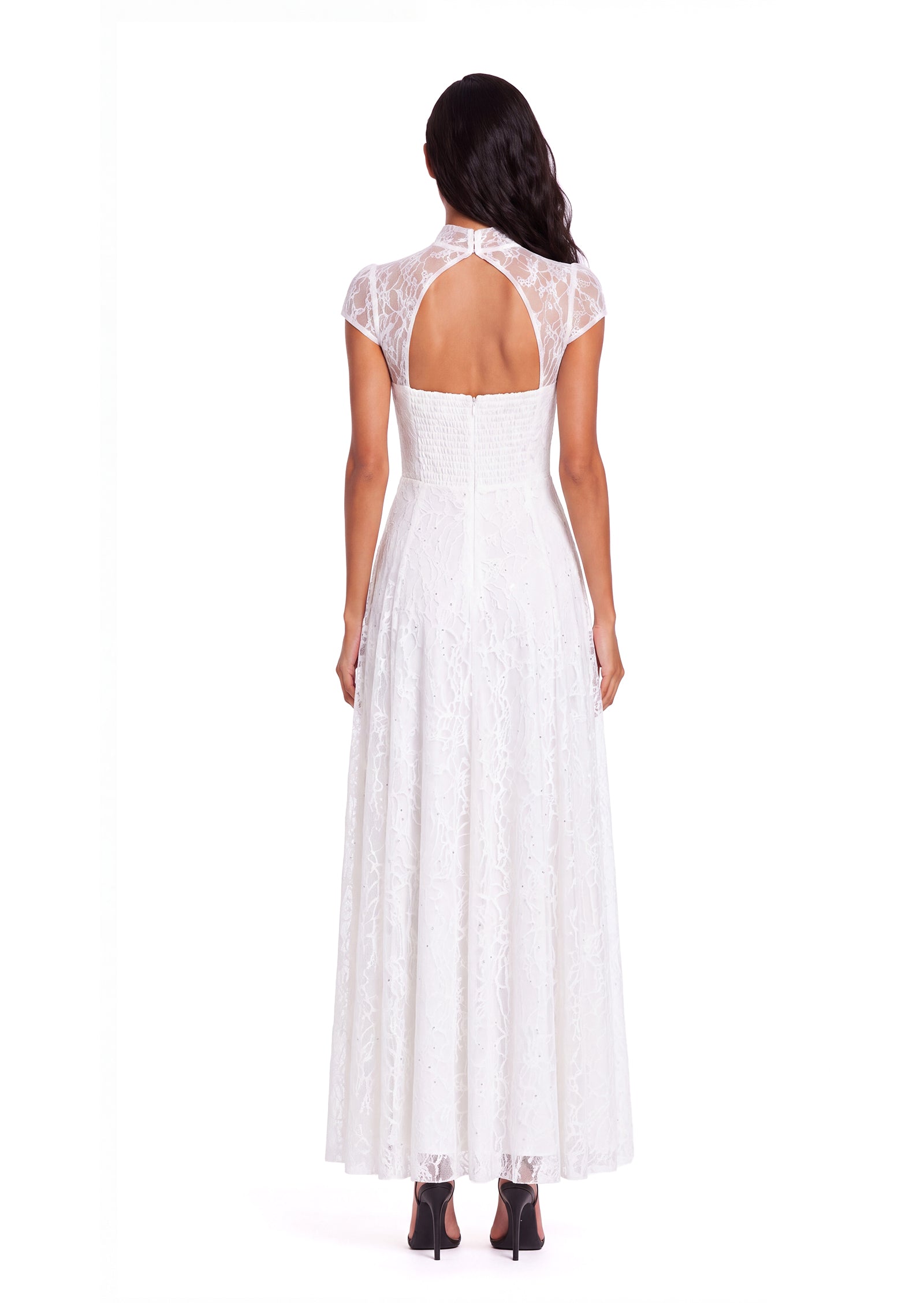 Midikleid in A-Linie mit Blumenmuster und Laternenärmeln