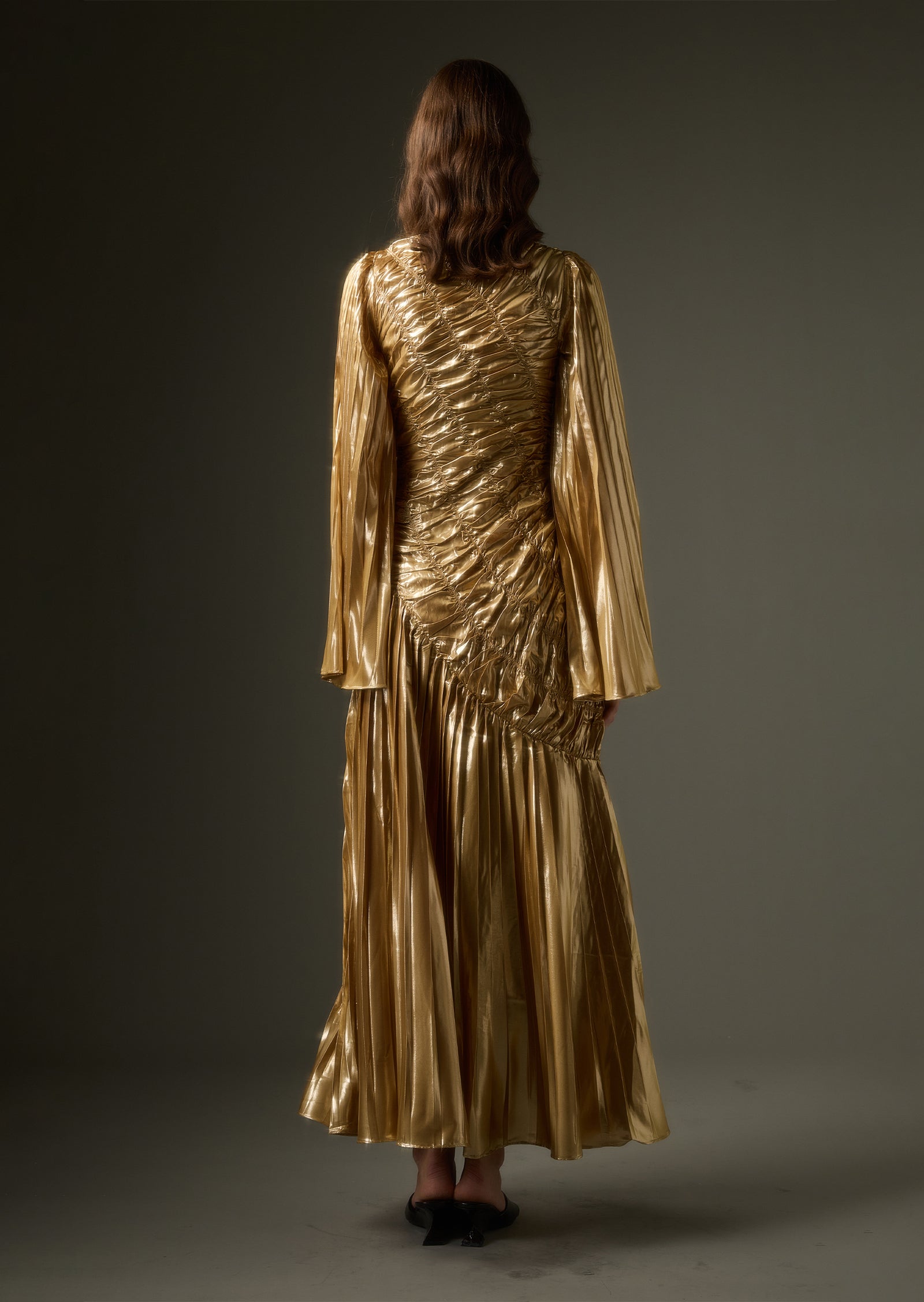 Metallic Maxi Dress In Gold