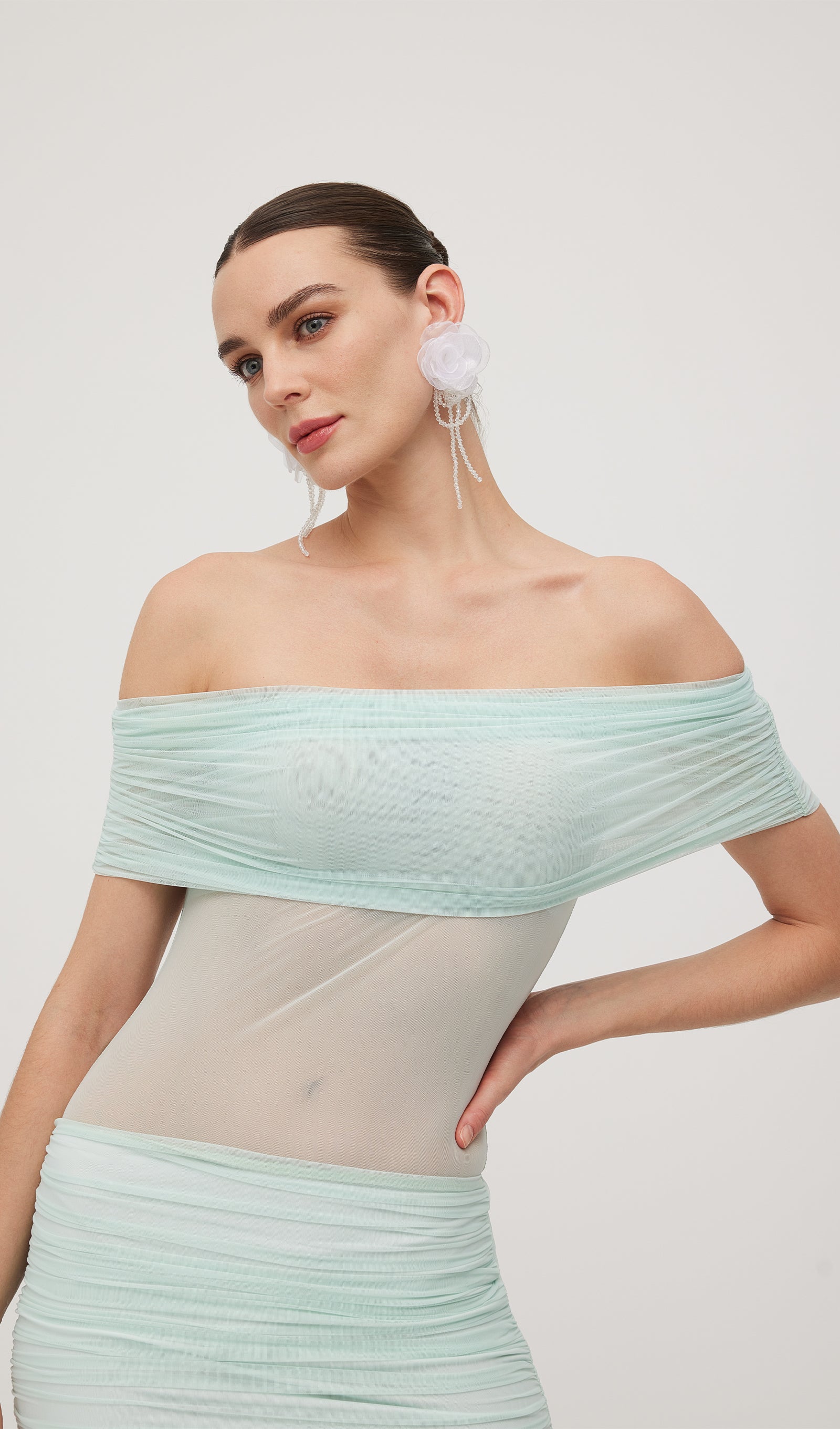 Midikleid in A-Linie mit Blumenmuster und Laternenärmeln
