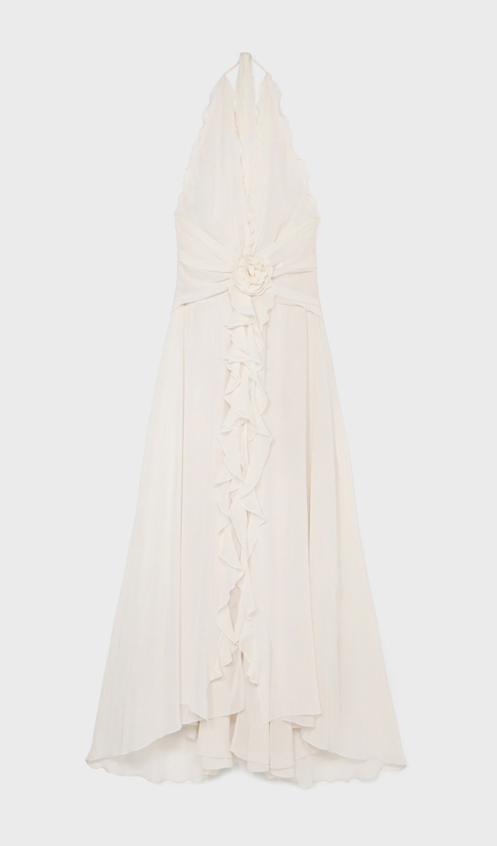 Midikleid in A-Linie mit Blumenmuster und Laternenärmeln