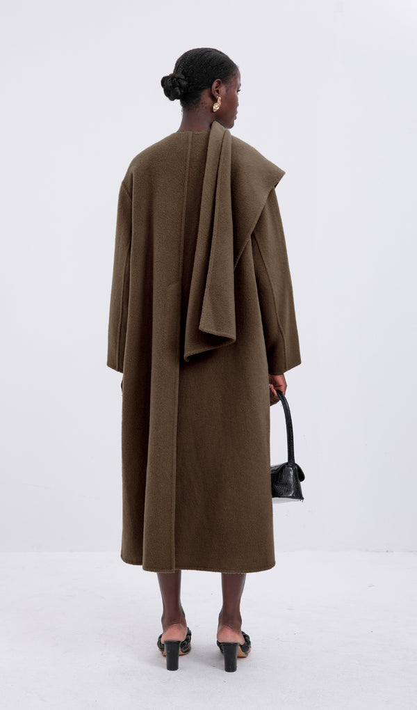 Trendy Oversized Cape Style Coat-Coffee