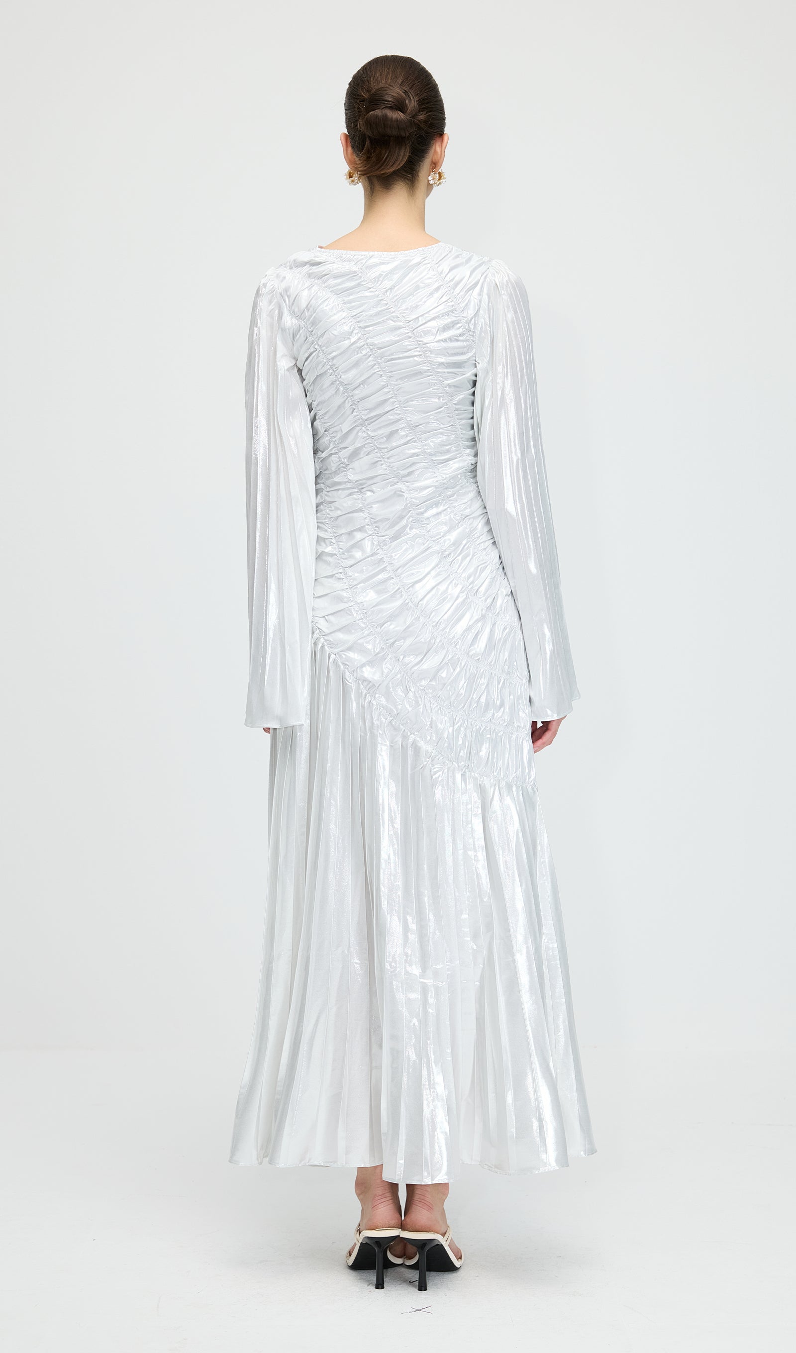 Metallic Long Sleeve Maxi Dress