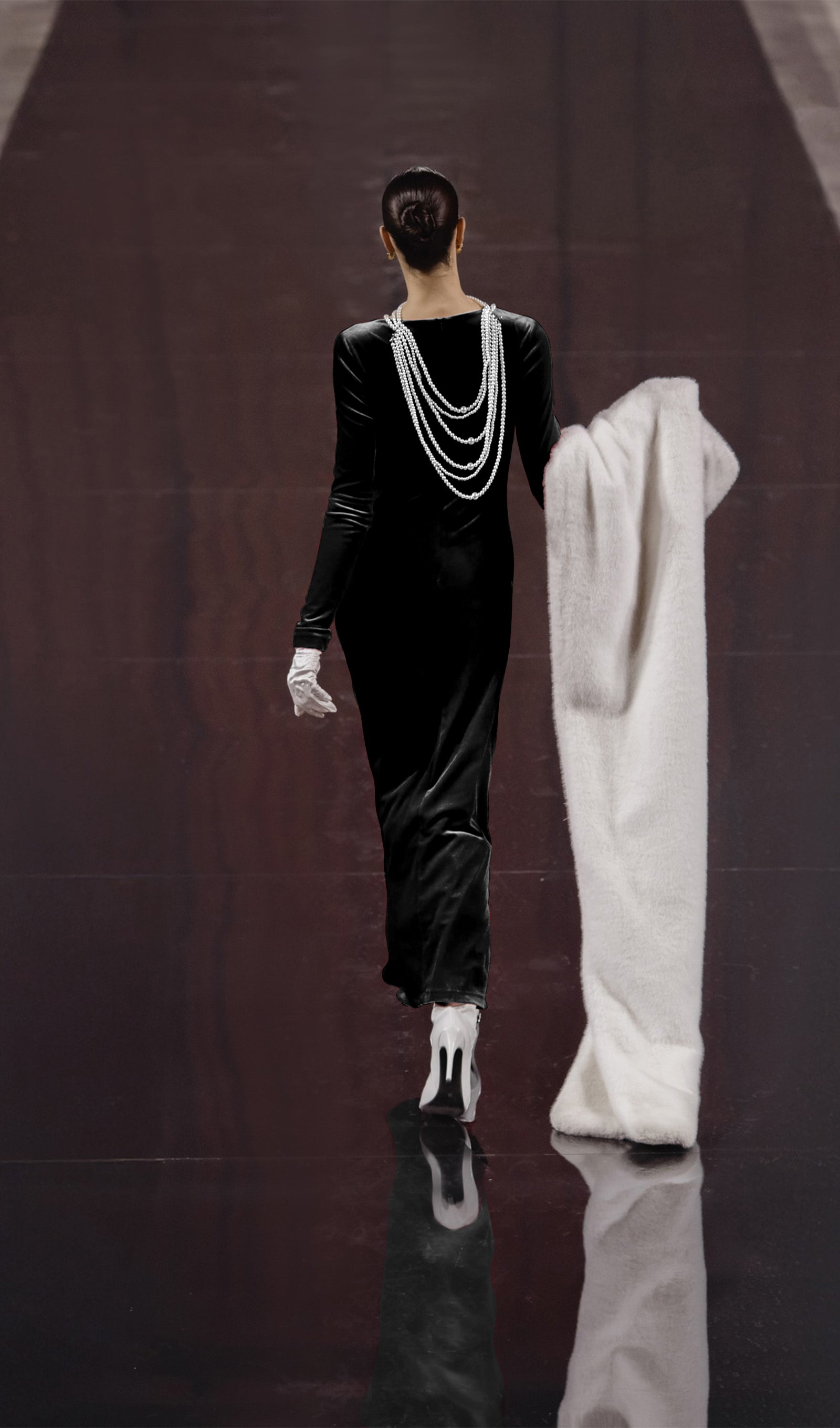 Long Sleeved Gathers  Maxi Dress Black