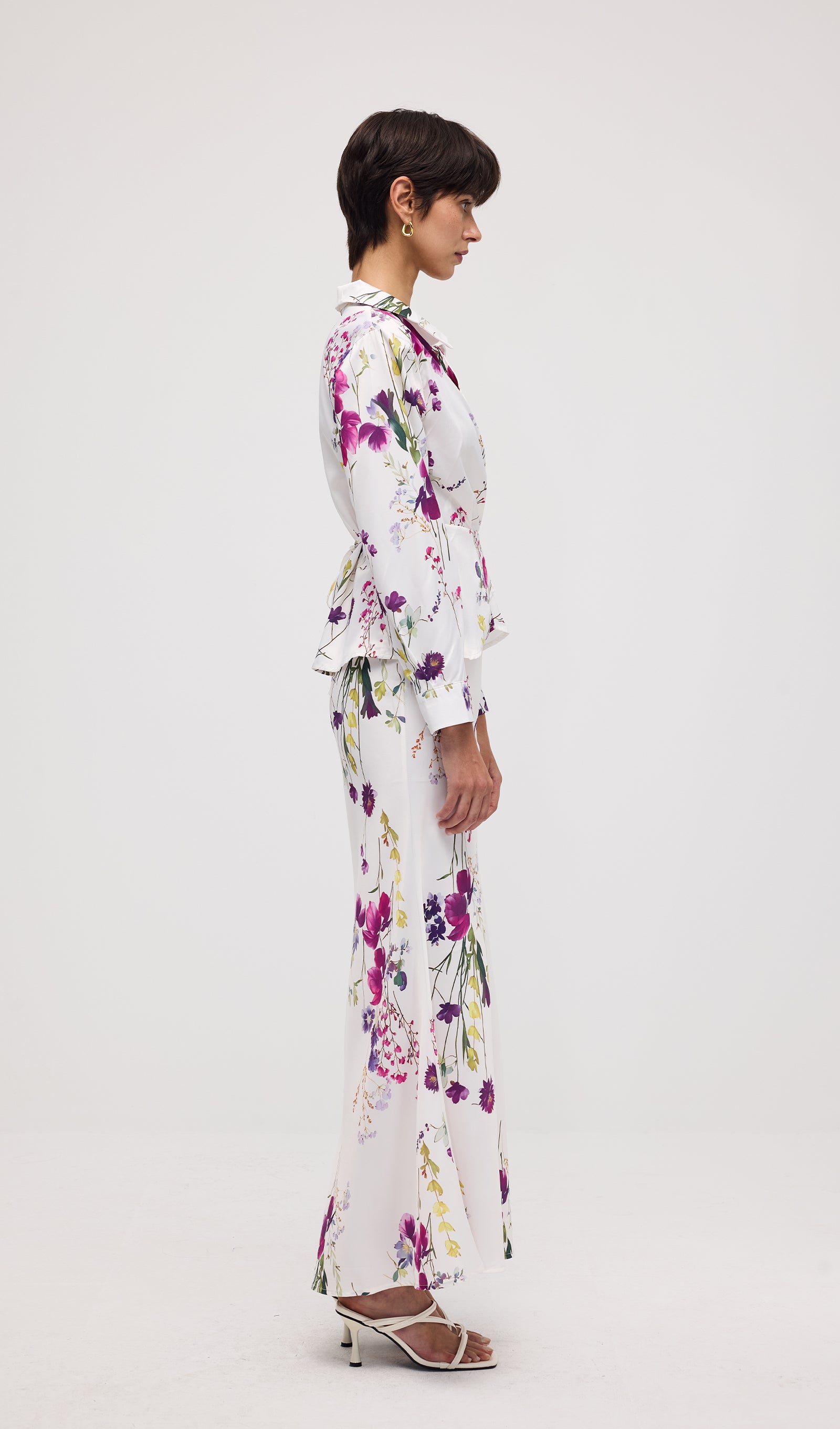 Floral Print Satin Maxi Skirt Two Piece Sets