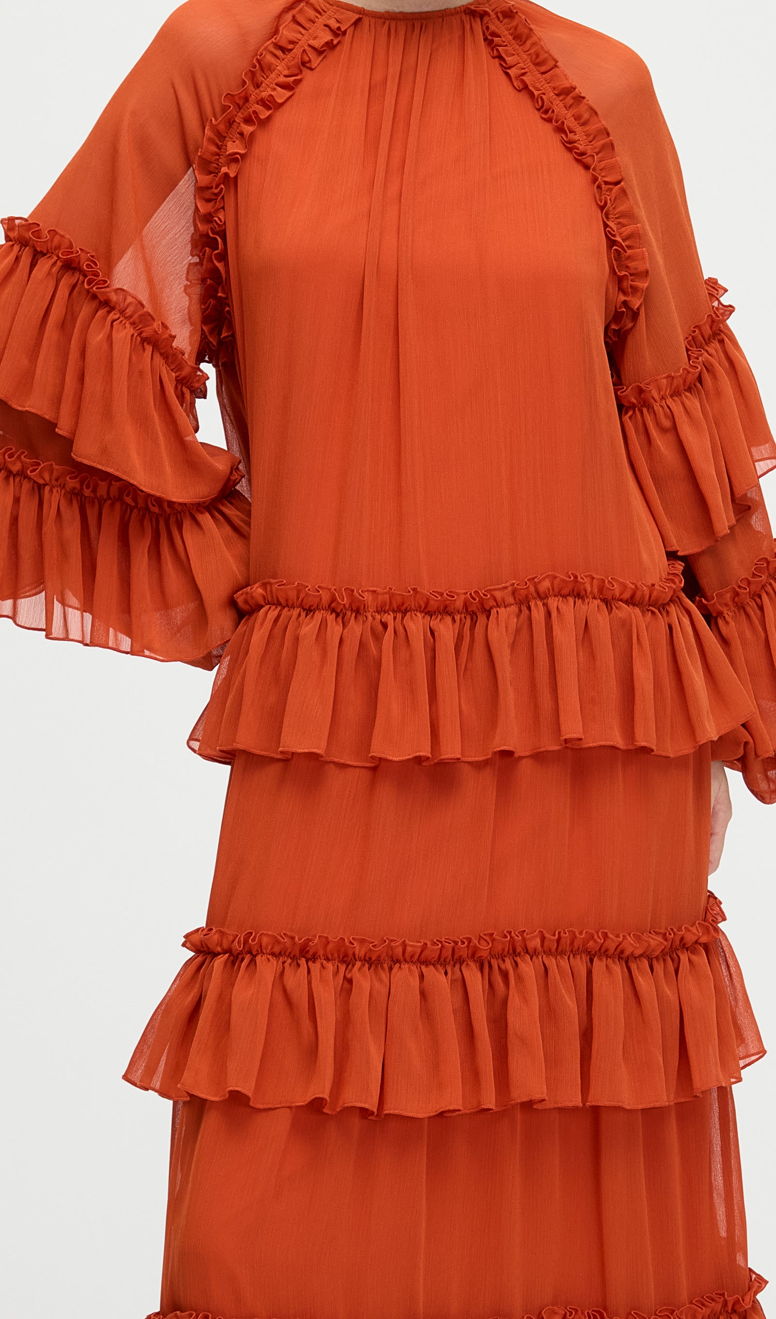 Midikleid in A-Linie mit Blumenmuster und Laternenärmeln