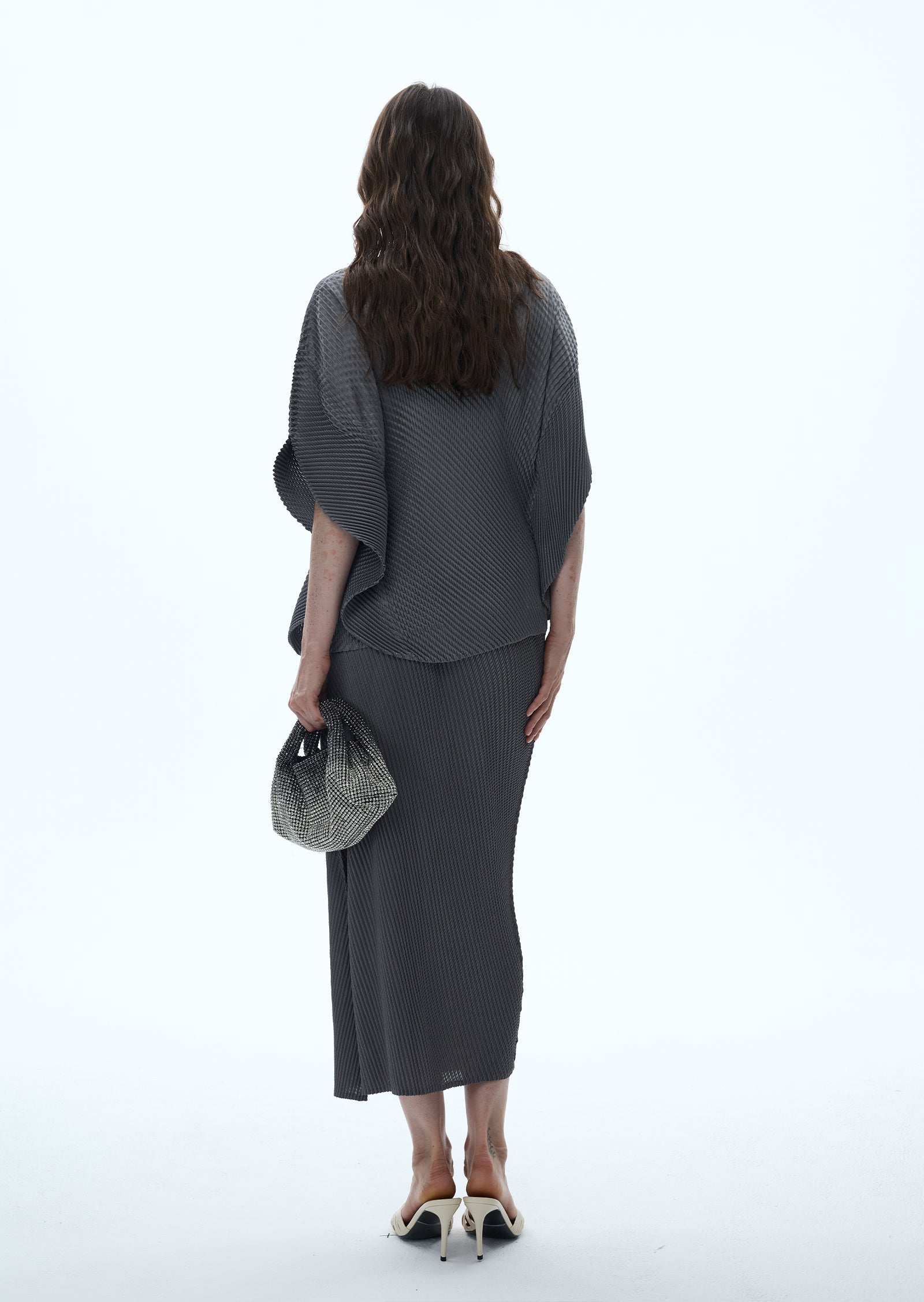 Midikleid in A-Linie mit Blumenmuster und Laternenärmeln