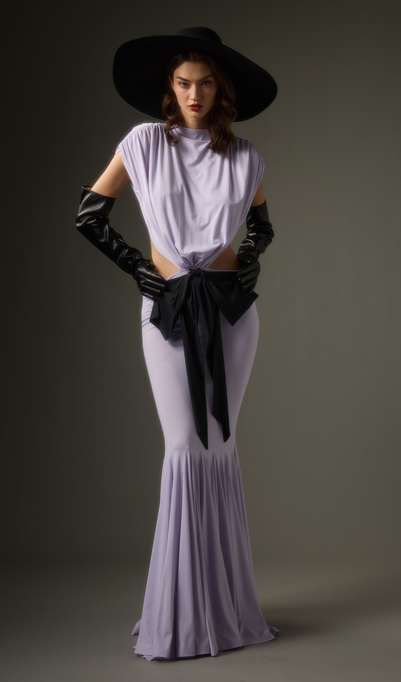 Solid Jersey  Cut Out Detail Maxi Dress In Purple
