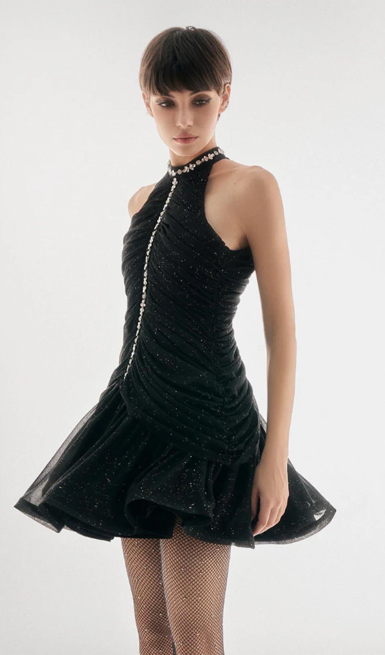 Midikleid in A-Linie mit Blumenmuster und Laternenärmeln