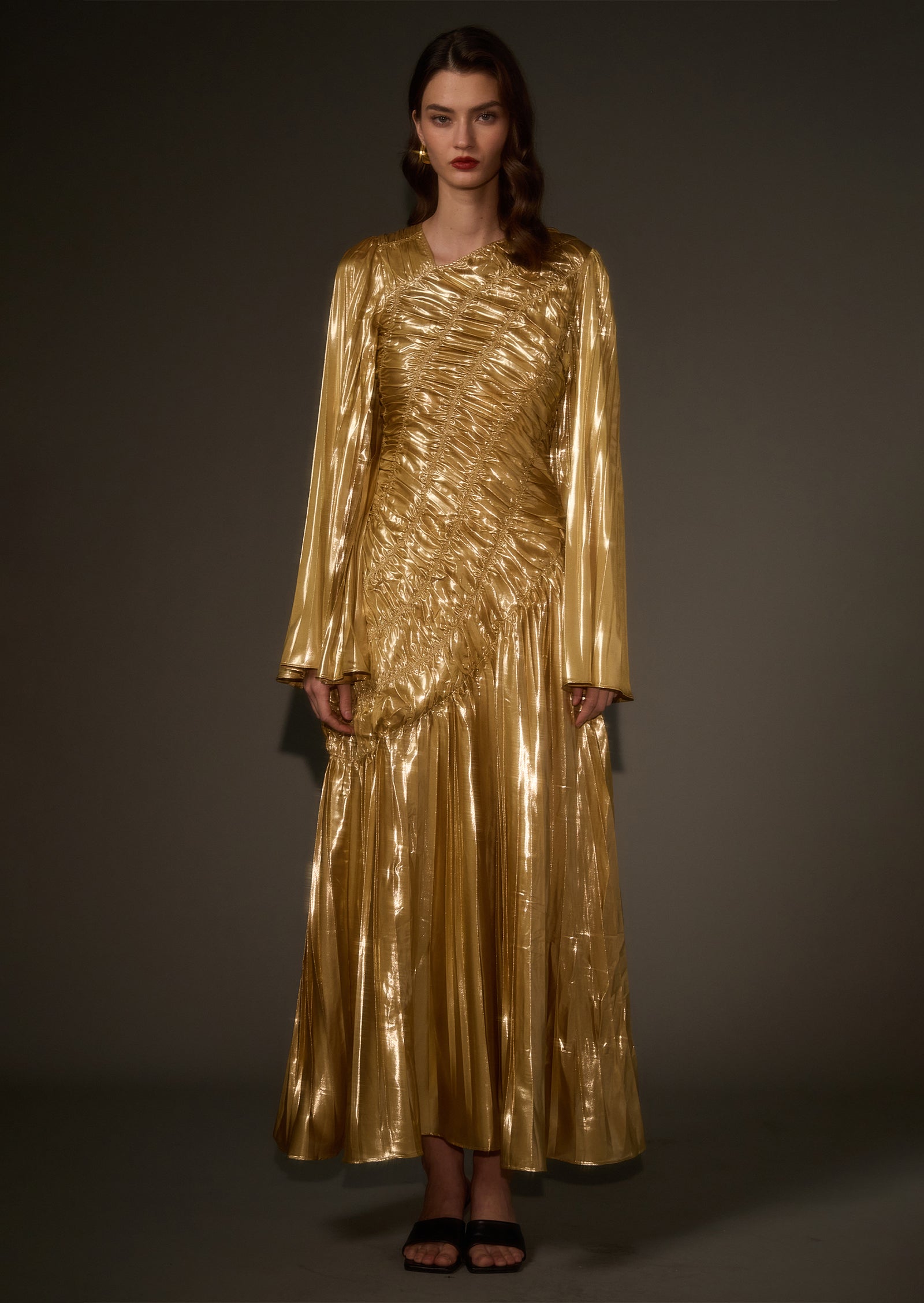 Metallic Maxi Dress In Gold