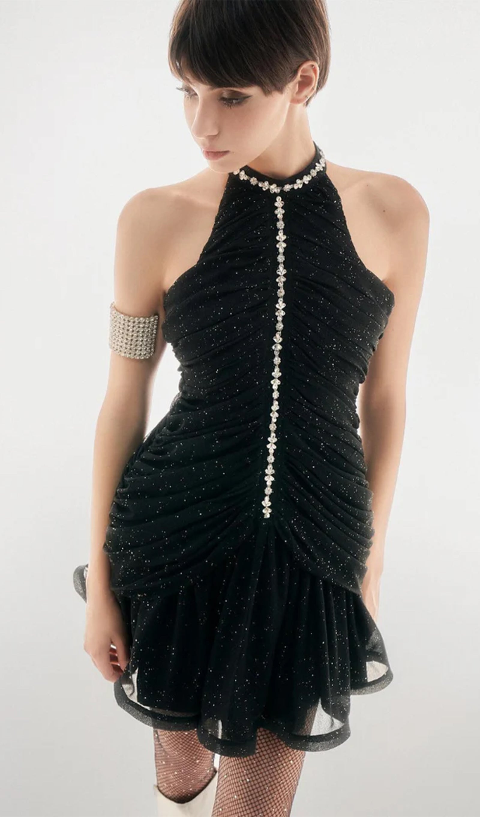 Midikleid in A-Linie mit Blumenmuster und Laternenärmeln