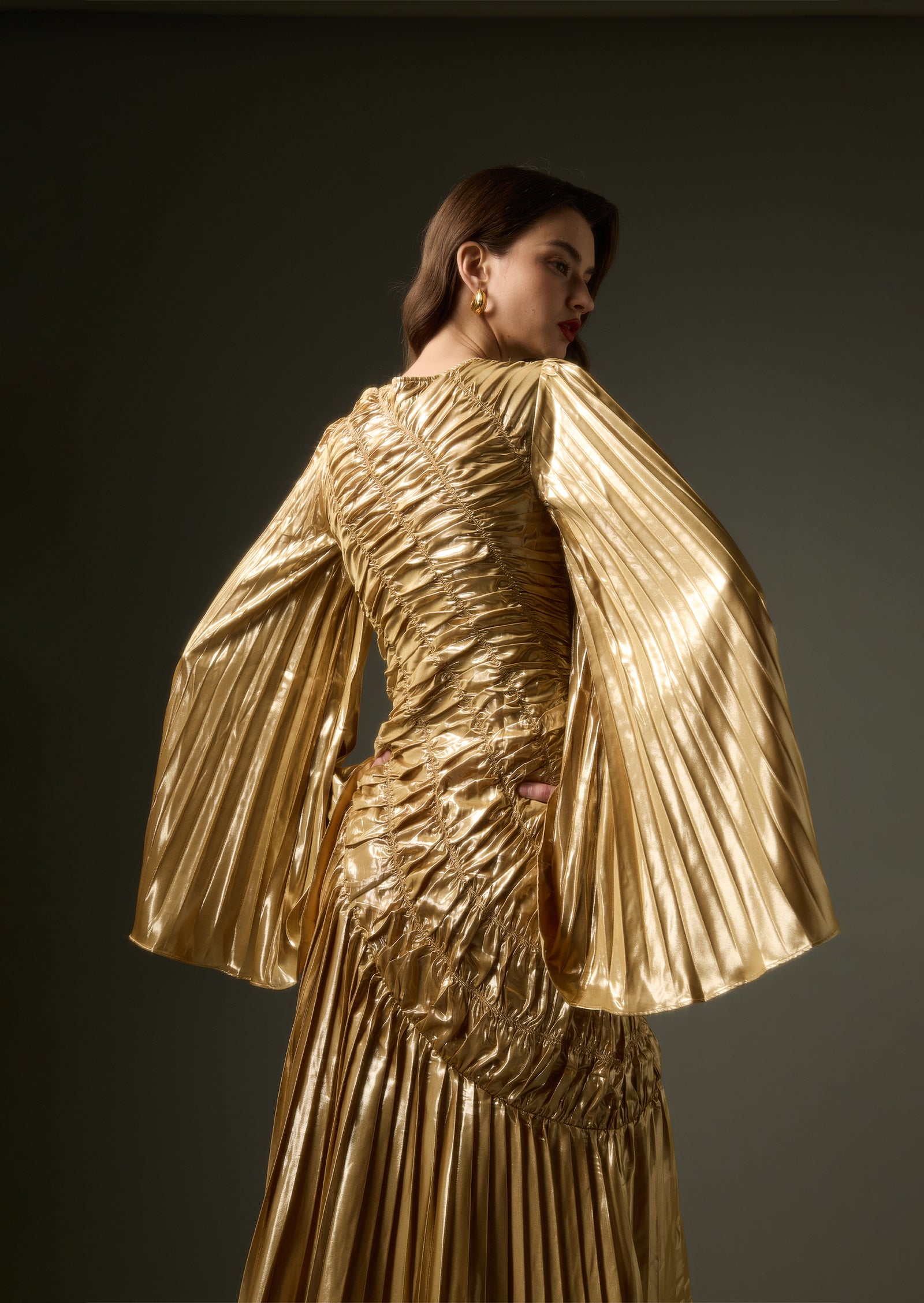 Metallic Maxi Dress In Gold