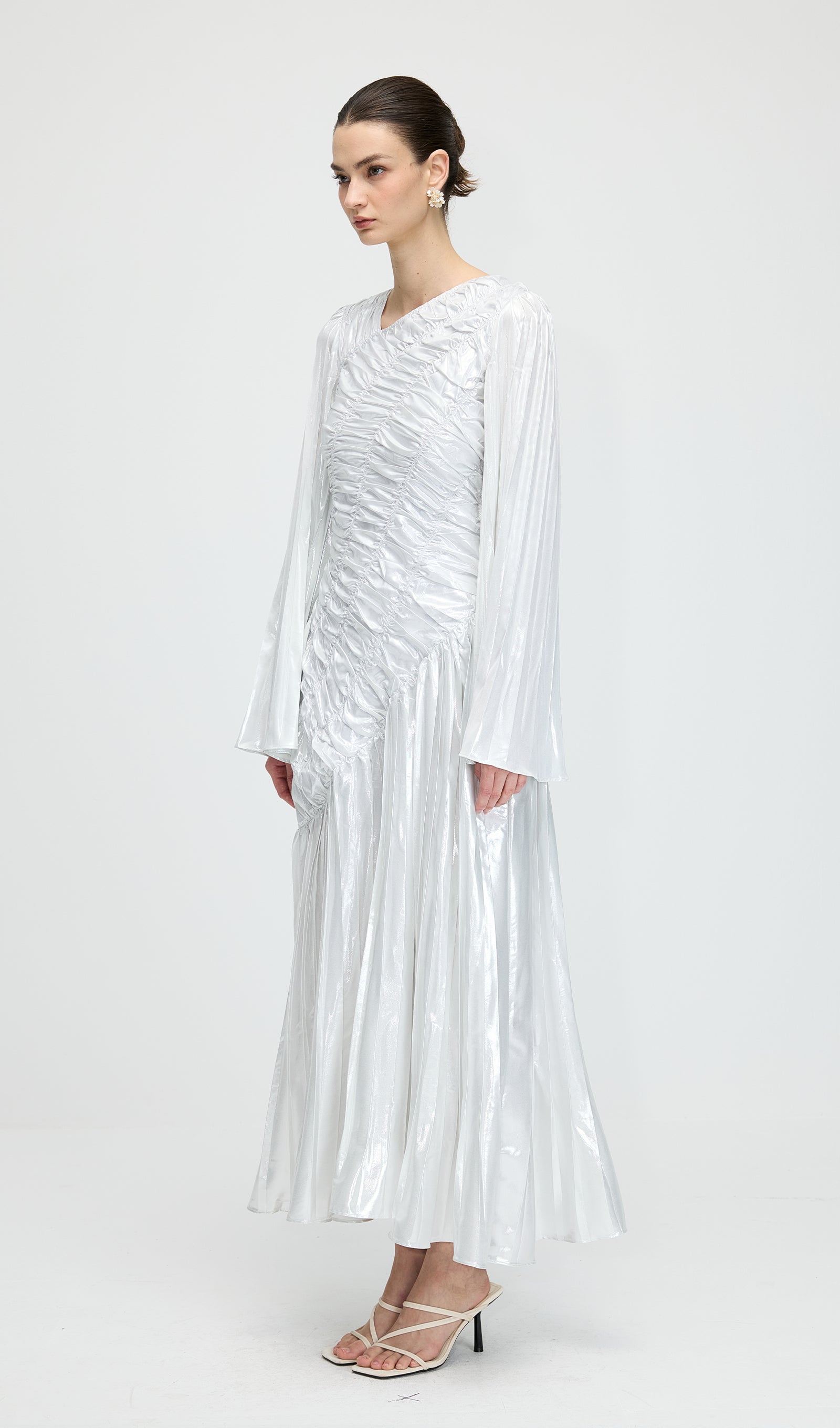 Metallic Long Sleeve Maxi Dress