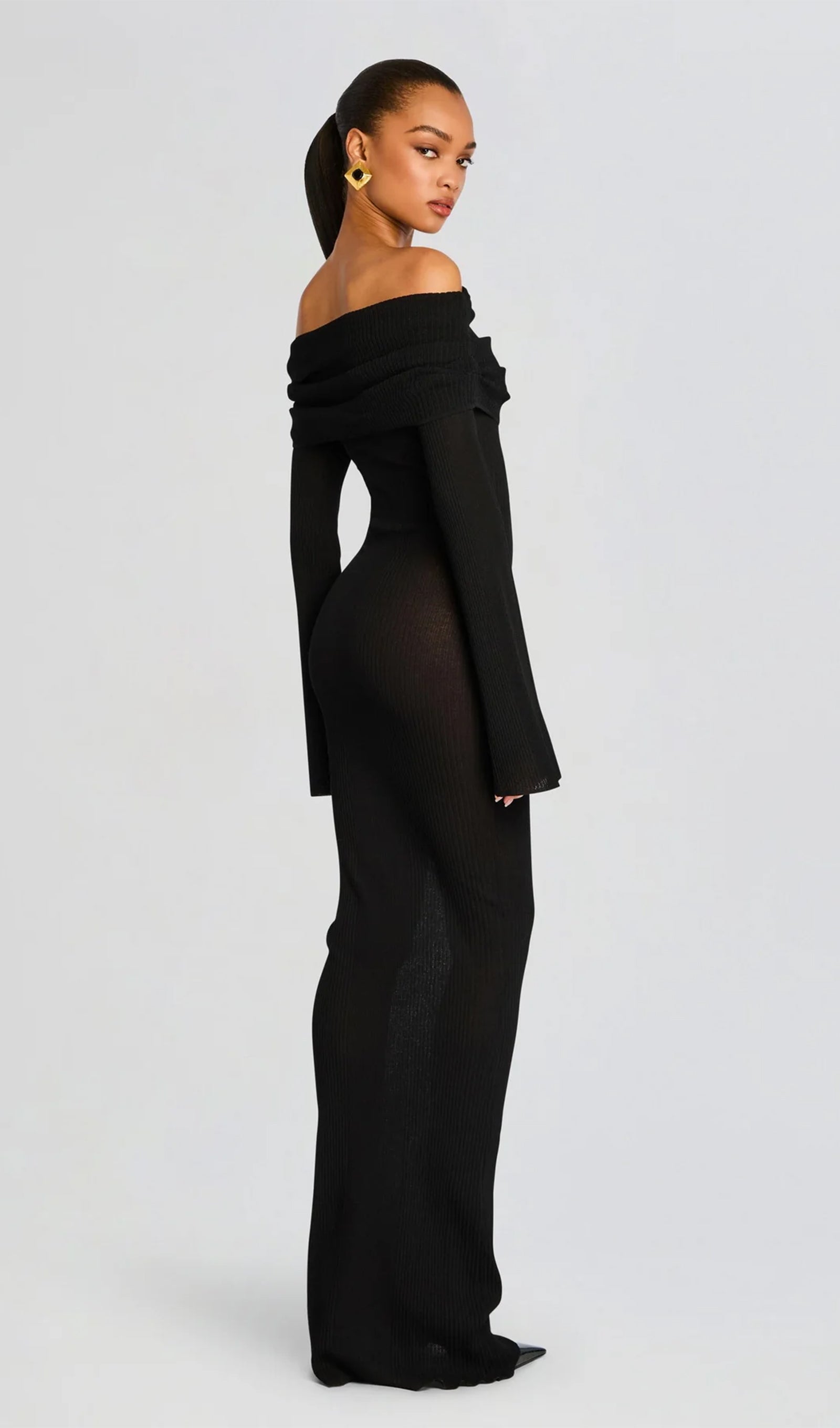 Off Shoulder Slim Fit Maxi Dress