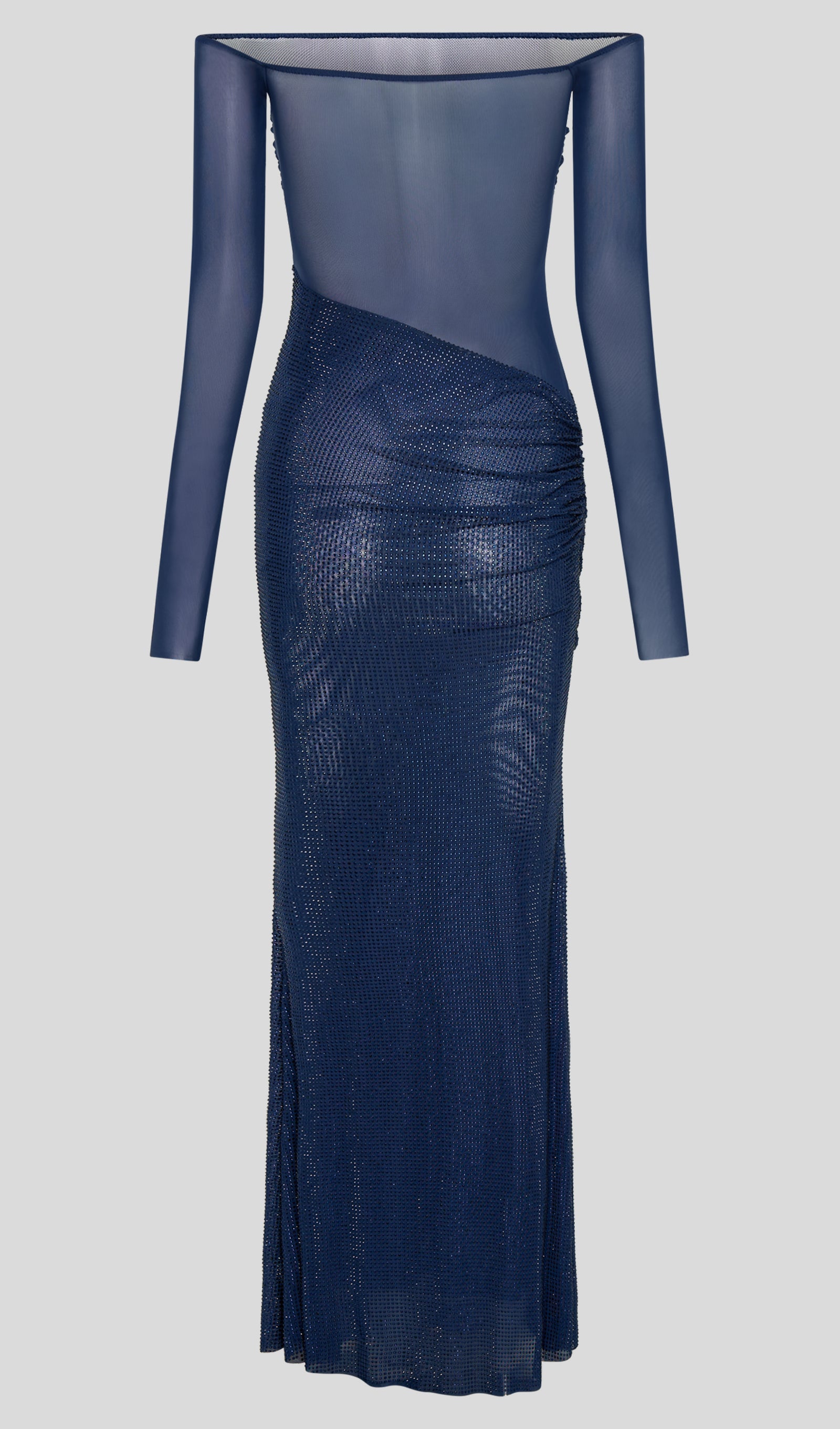 Diamante Off Shoulder Maxi Dress In Navy