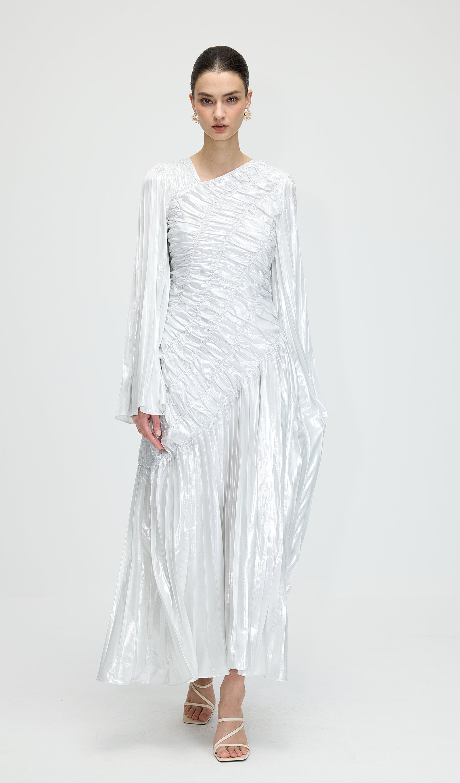 Metallic Long Sleeve Maxi Dress