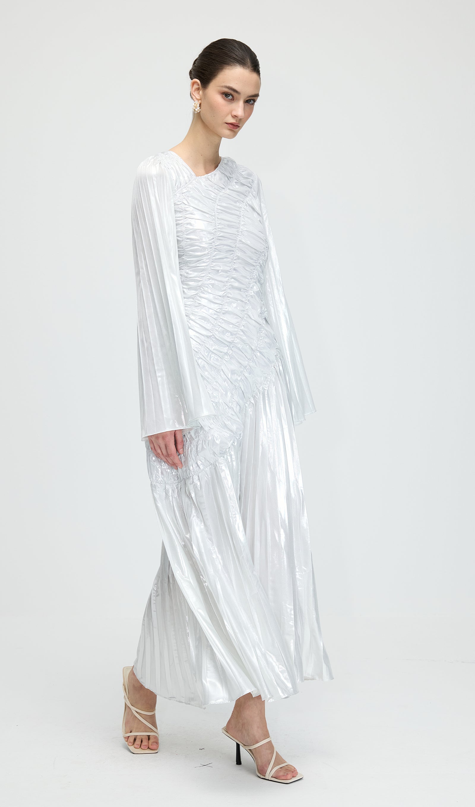 Metallic Long Sleeve Maxi Dress